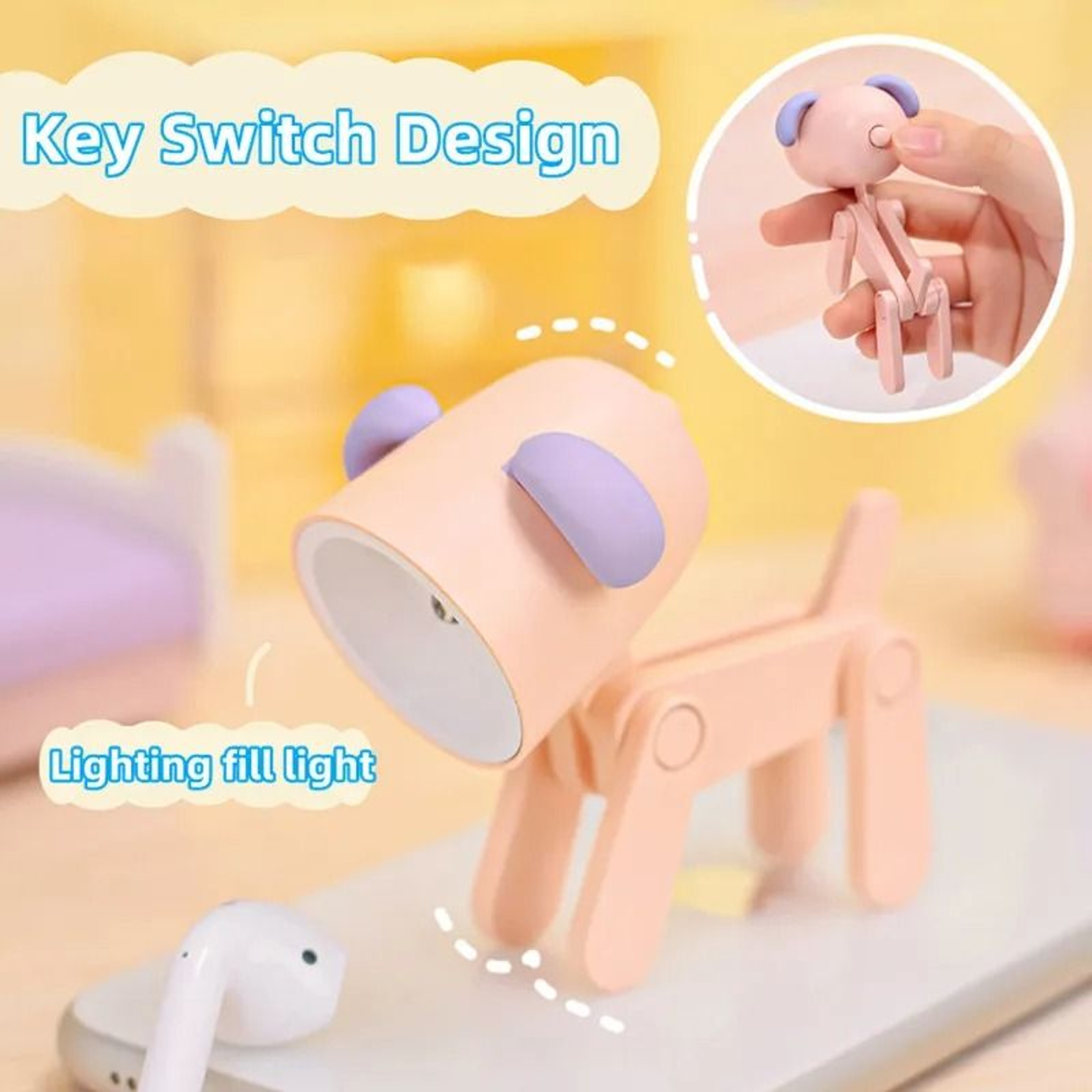 Mini LED Night Light Folding Desk Lamp Cartoon Pet Dog Deer Shape 2
