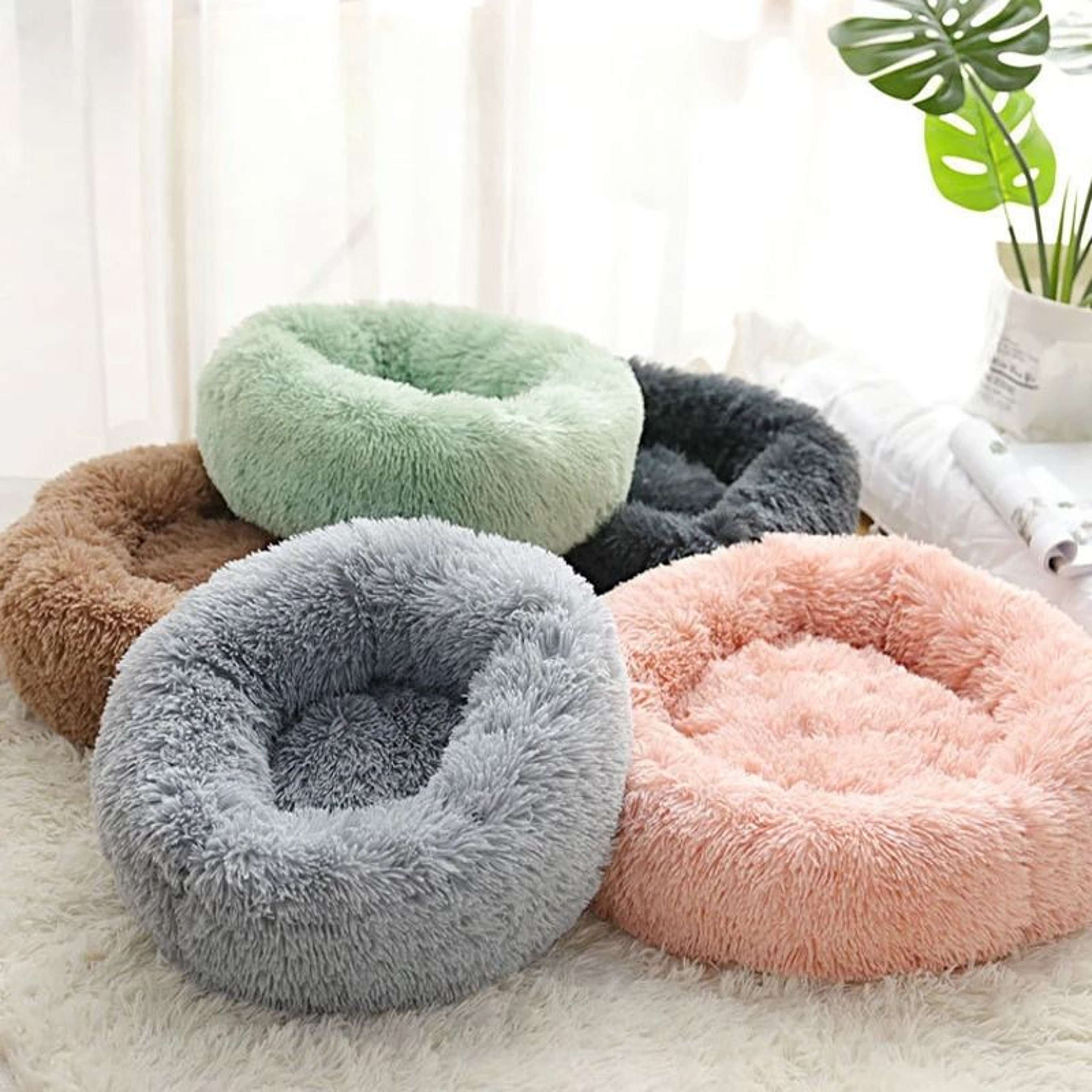 Plush Pet Nest Round Cat Dog Bed 0