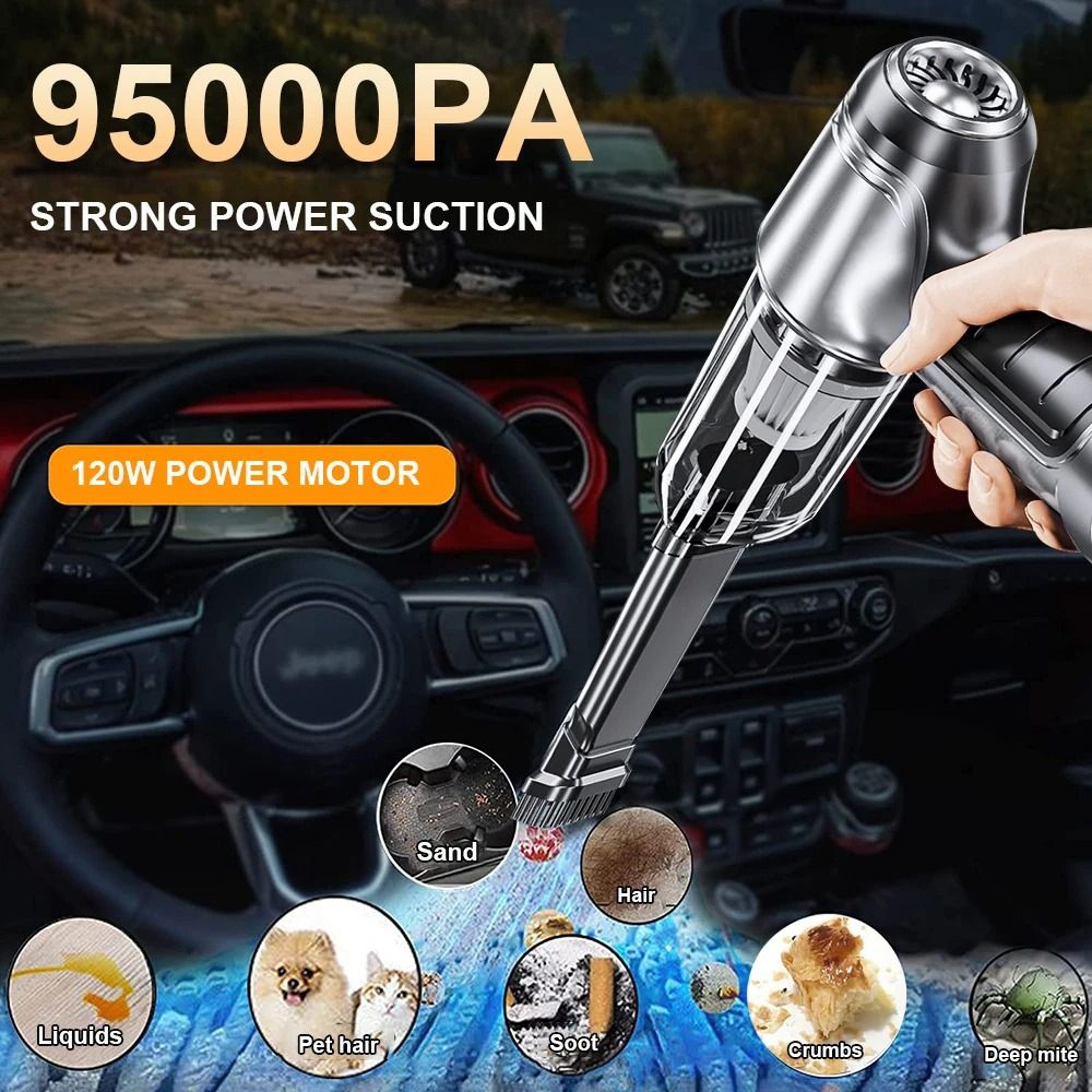 Wireless Portable Car  Home Vacuum Cleaner 95 000 PA Strong Suction 2