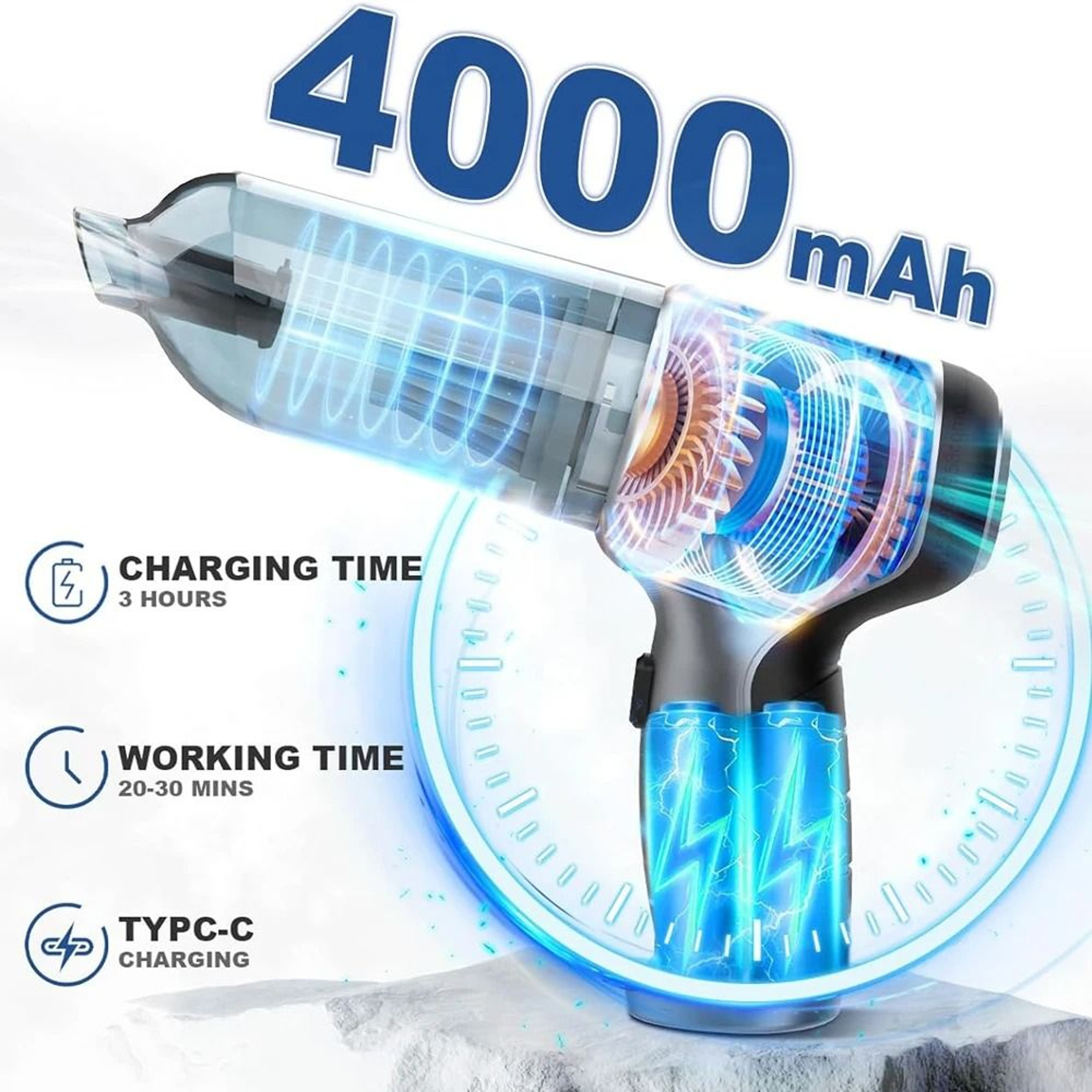 Wireless Portable Car  Home Vacuum Cleaner 95 000 PA Strong Suction 3