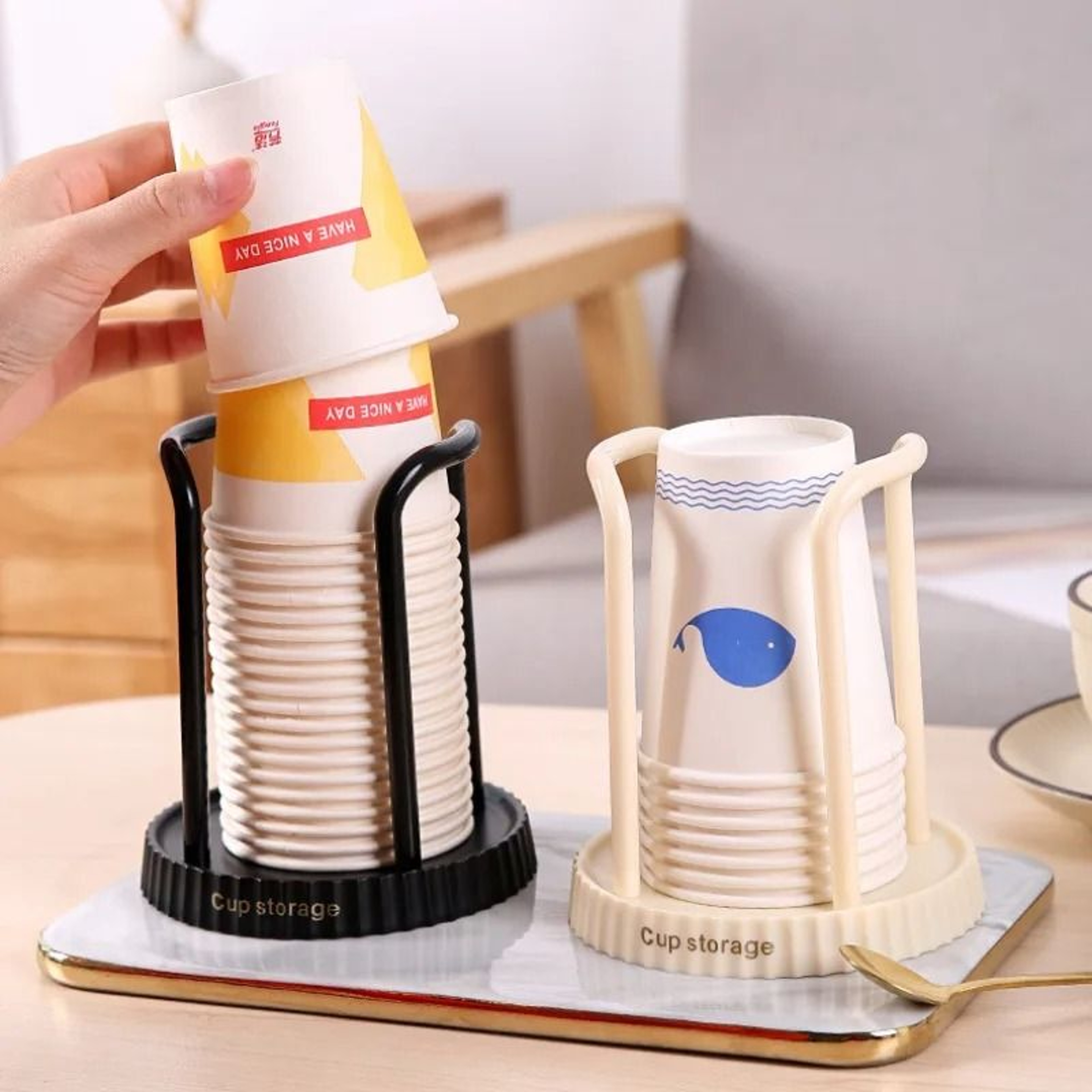 Luxury Disposable Cup Storage Holder Dispenser Rack Shelf For Home 5
