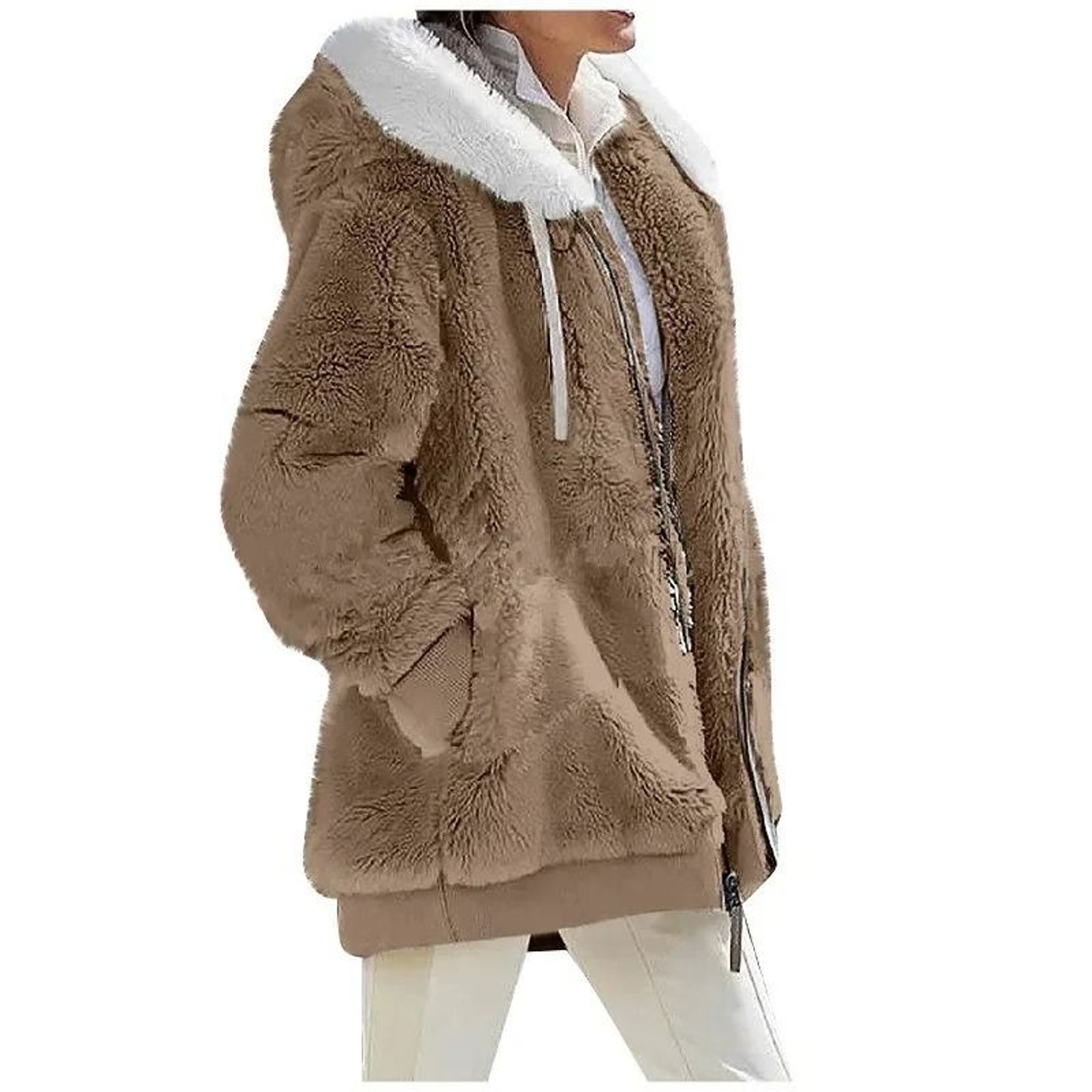 Autumn Winter Fashion Women Coat Casual Hooded Zipper Fleece Jacket 3
