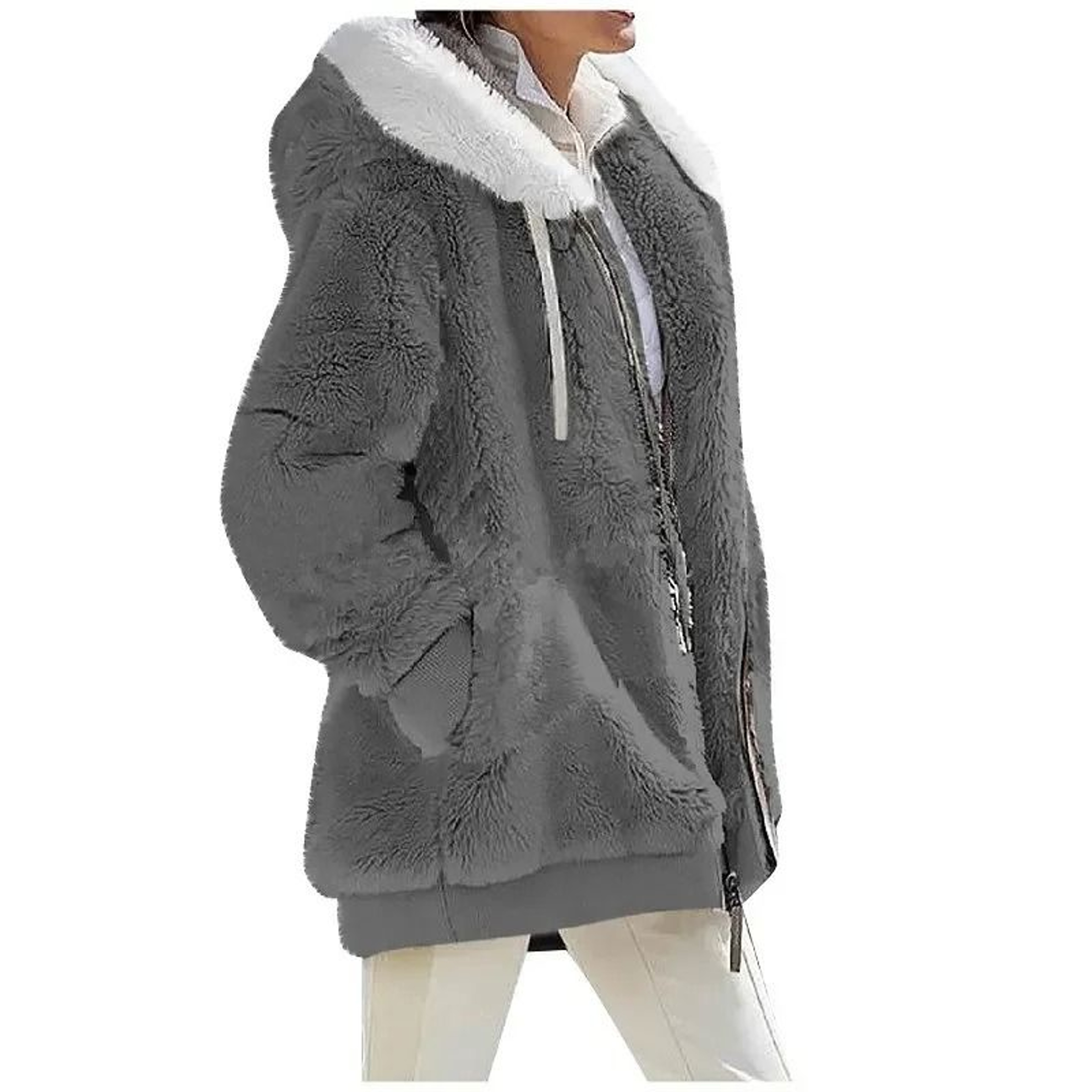 Autumn Winter Fashion Women Coat Casual Hooded Zipper Fleece Jacket 10