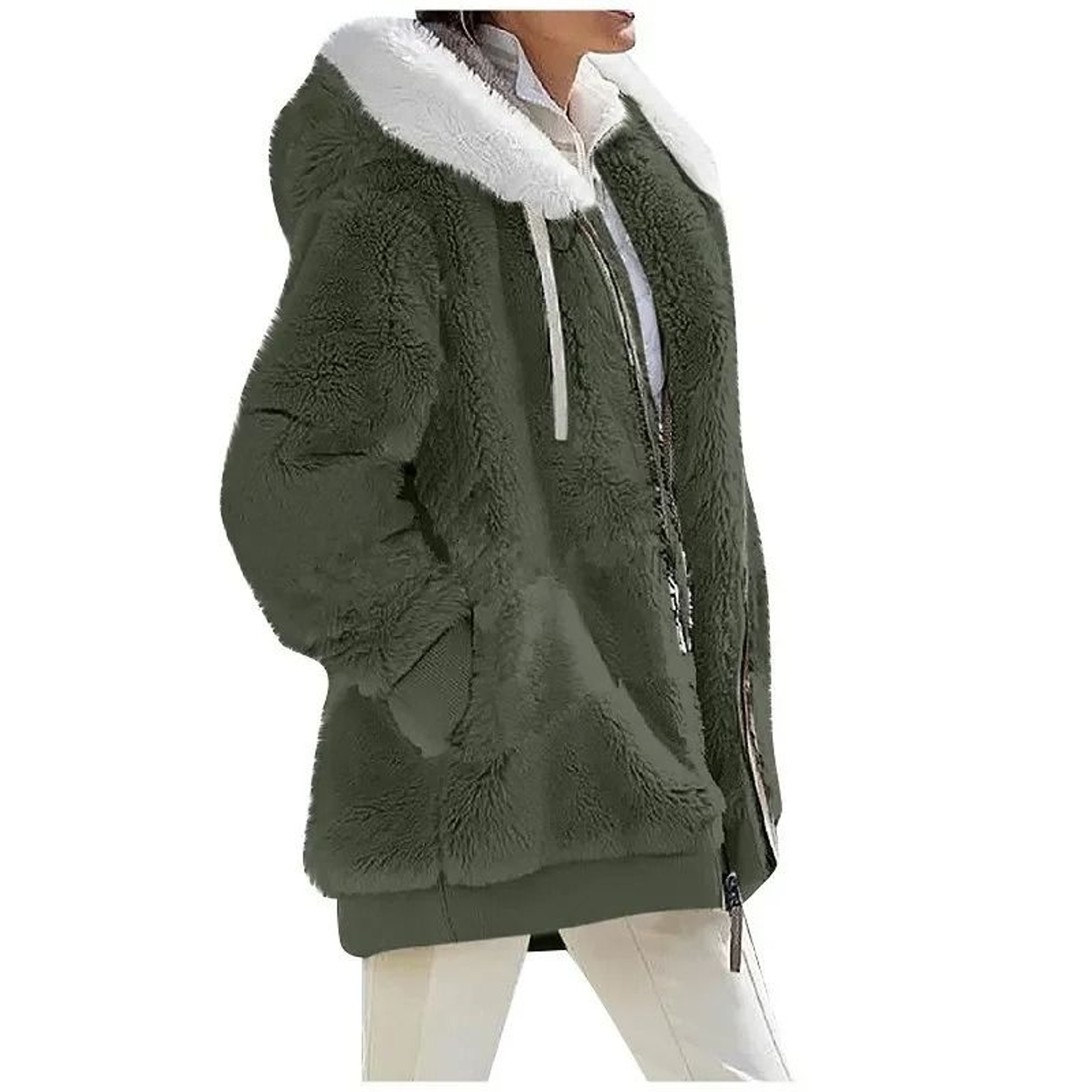 Autumn Winter Fashion Women Coat Casual Hooded Zipper Fleece Jacket 12