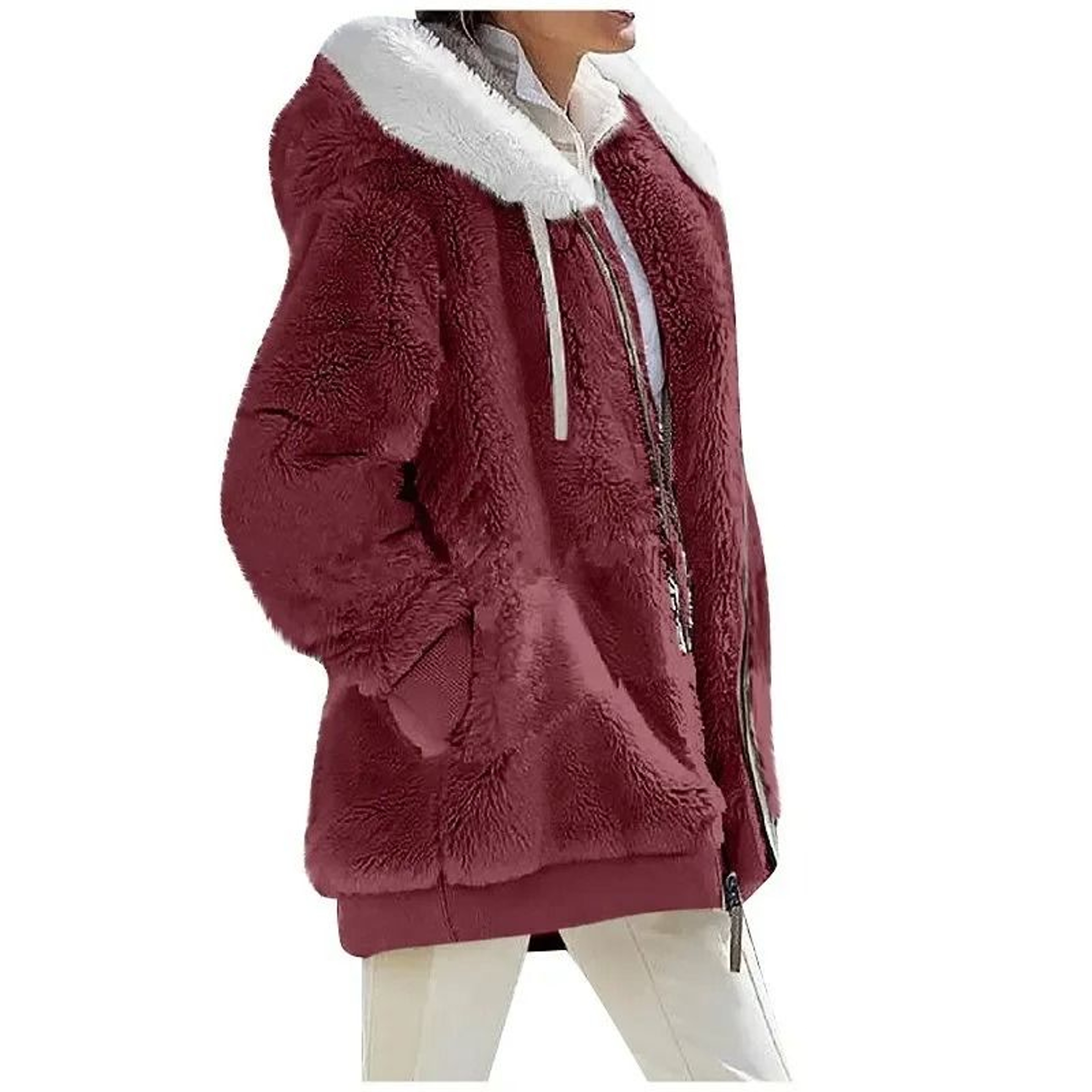Autumn Winter Fashion Women Coat Casual Hooded Zipper Fleece Jacket 14