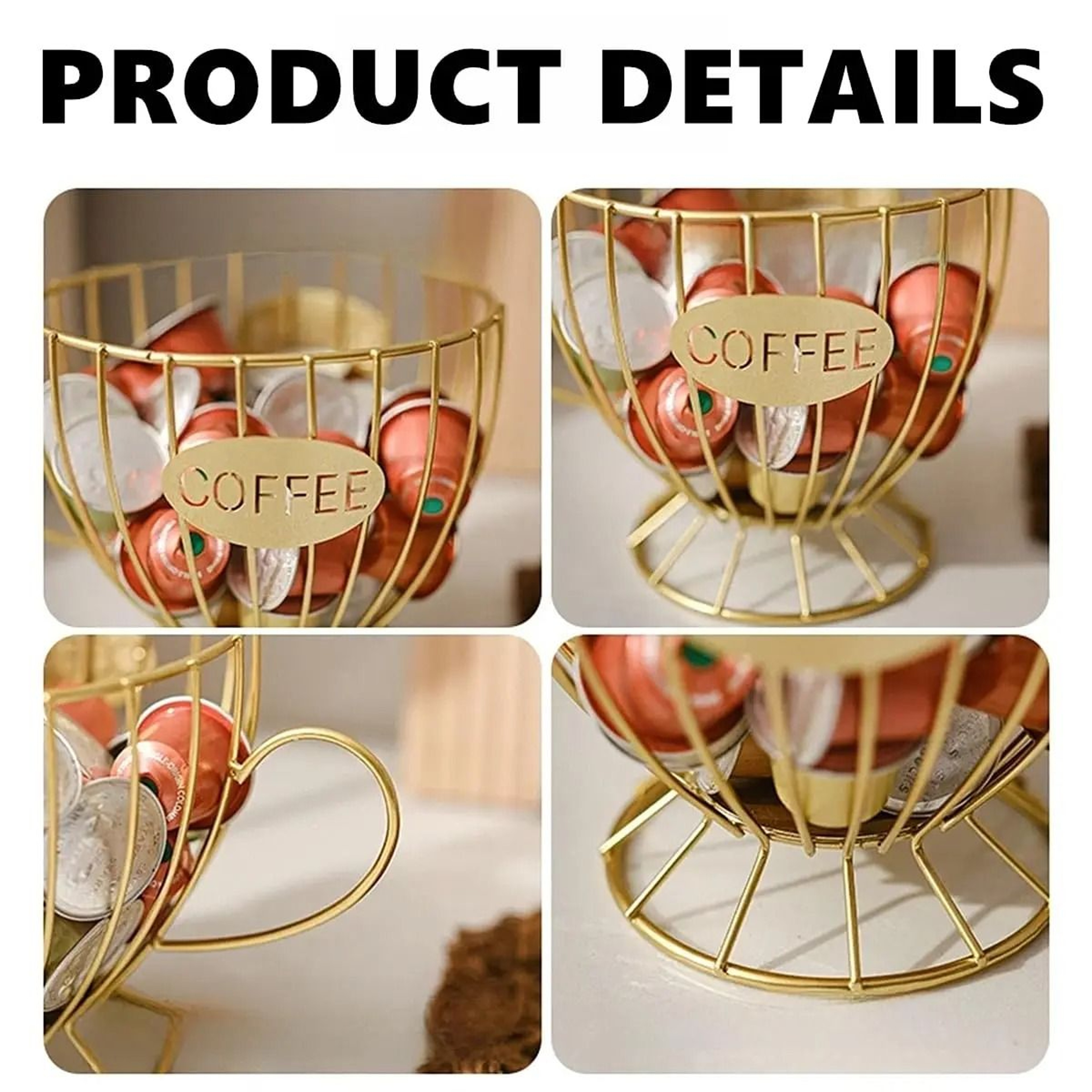 Metal Coffee Capsule Holder Large Capacity Coffee Pod Organizer 4