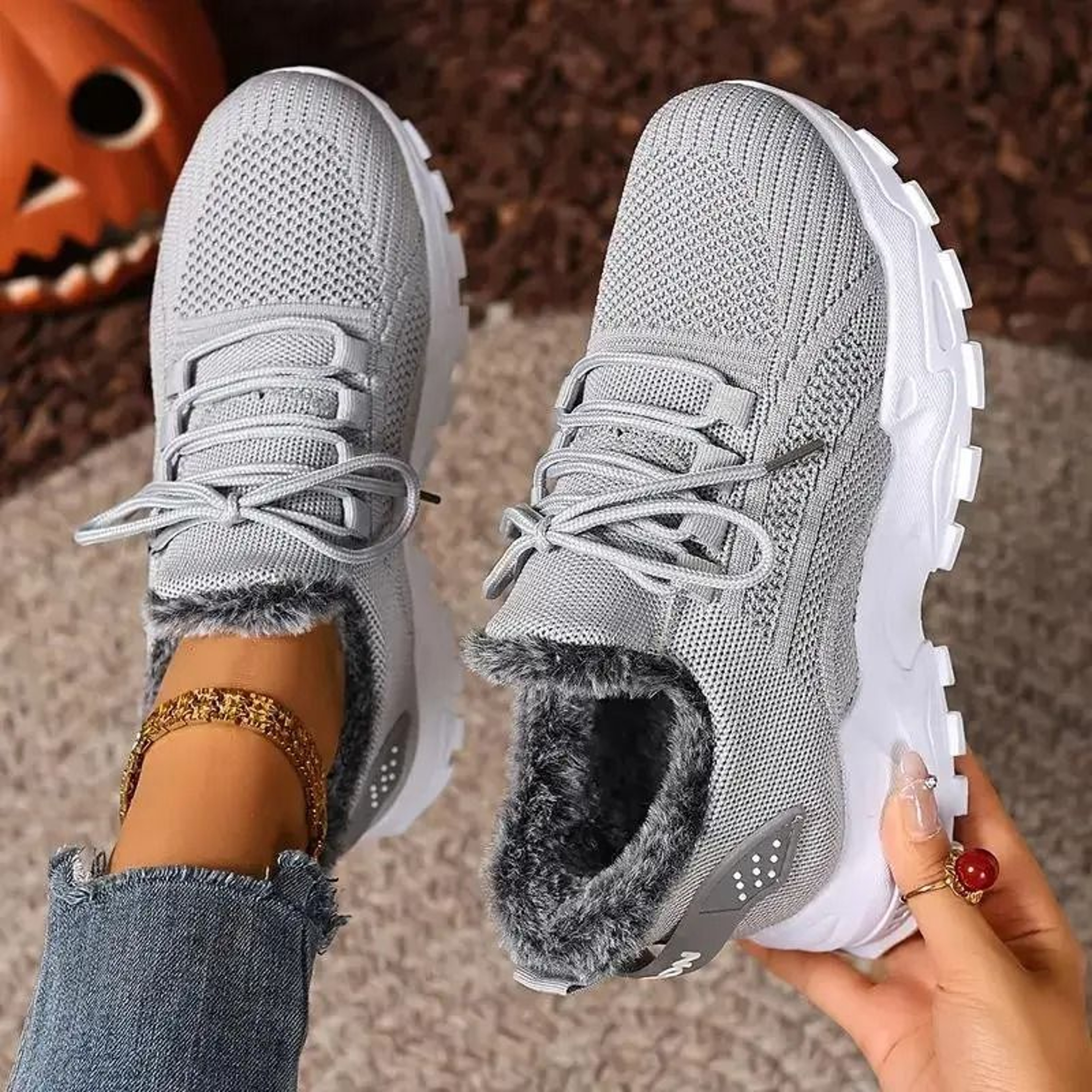 Women Winter Fur Lined Sneakers For Casual Streetwear 7
