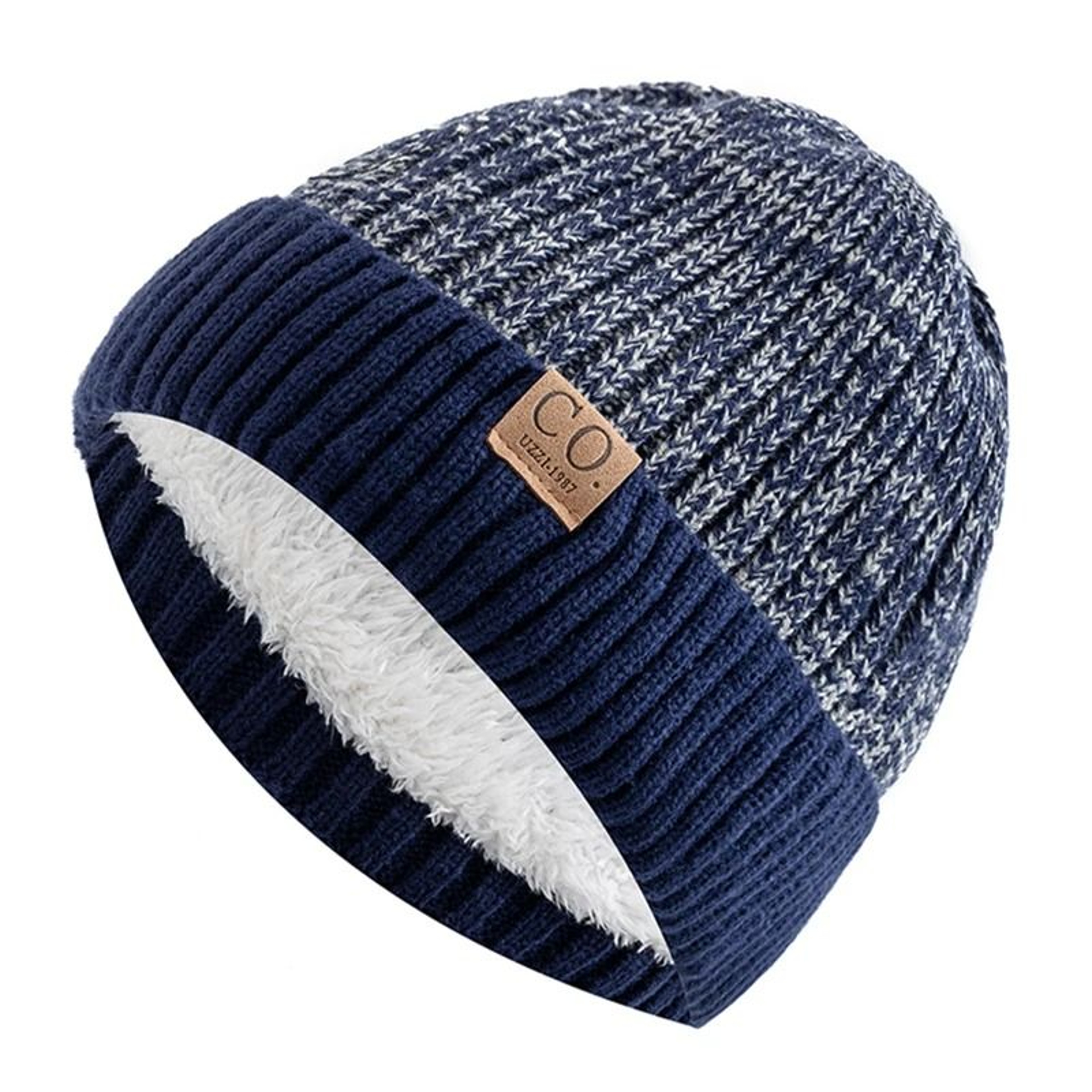 Unisex Two Tone Winter Fur Lined Beanie Hat 8