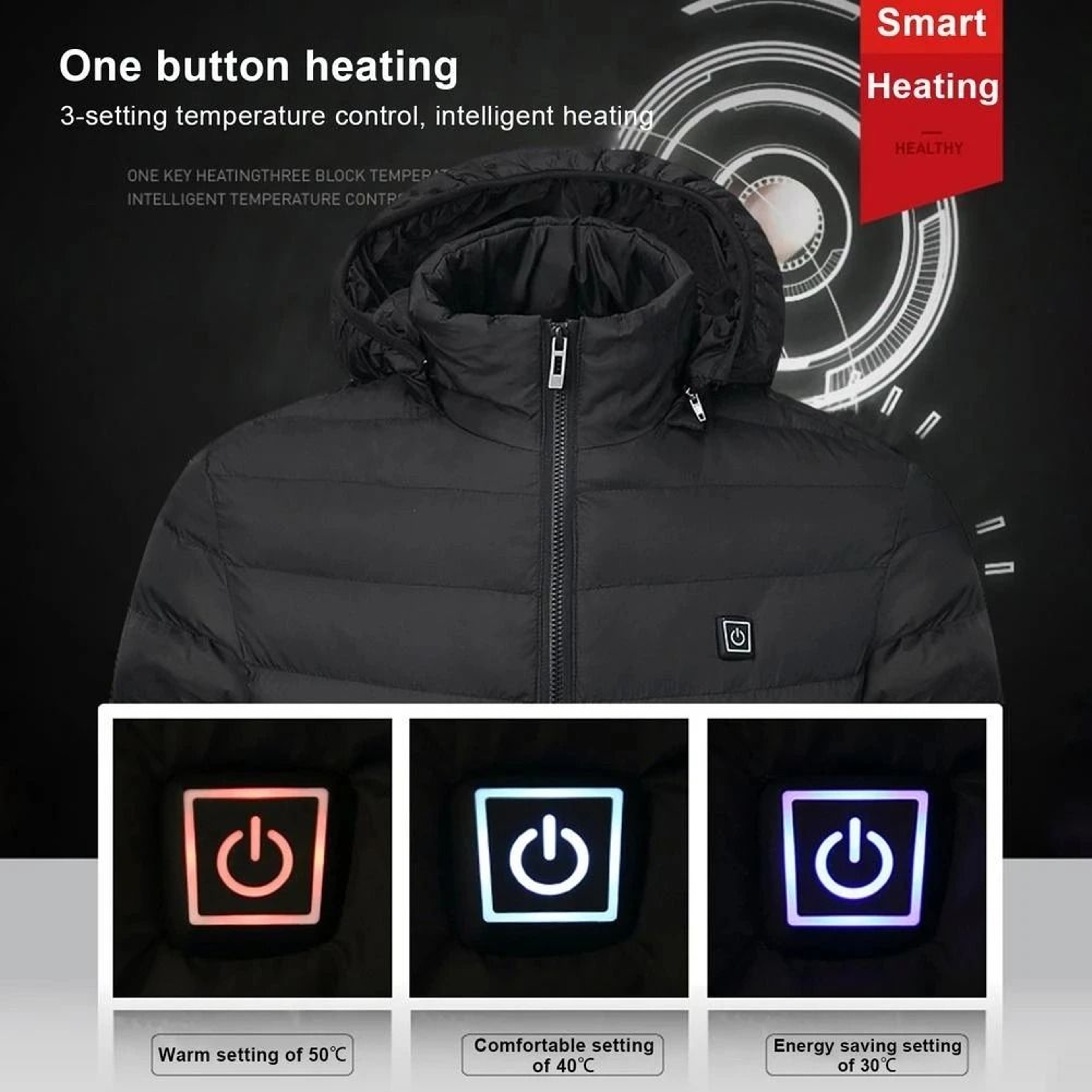 Mens Heated Jacket USB Winter Outdoor Electric Heating Thermal Coat 5