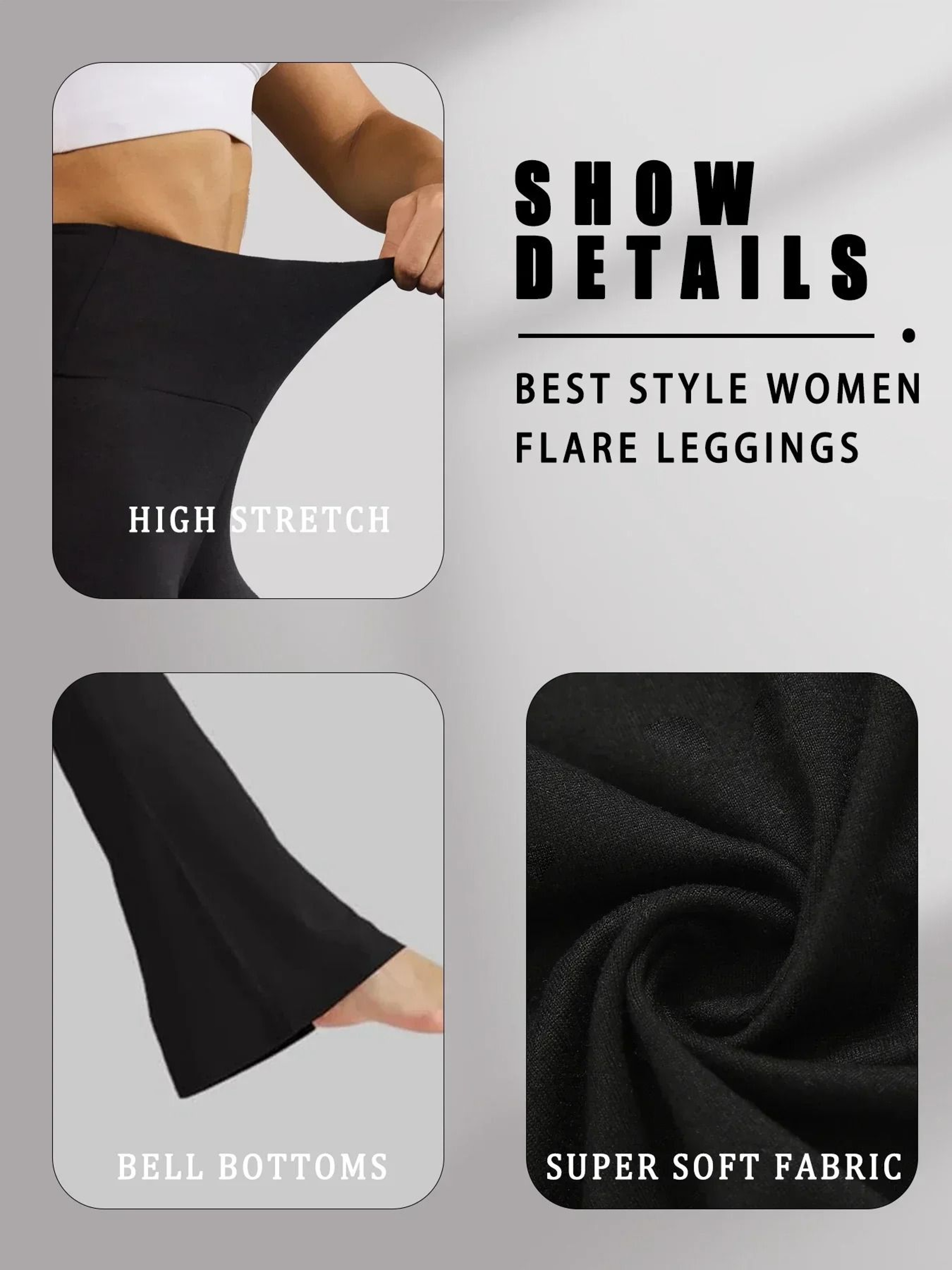 Womens Super Soft Flare Pants High Waisted Tummy Control Workout Yoga Leggings Bell Bottoms 2