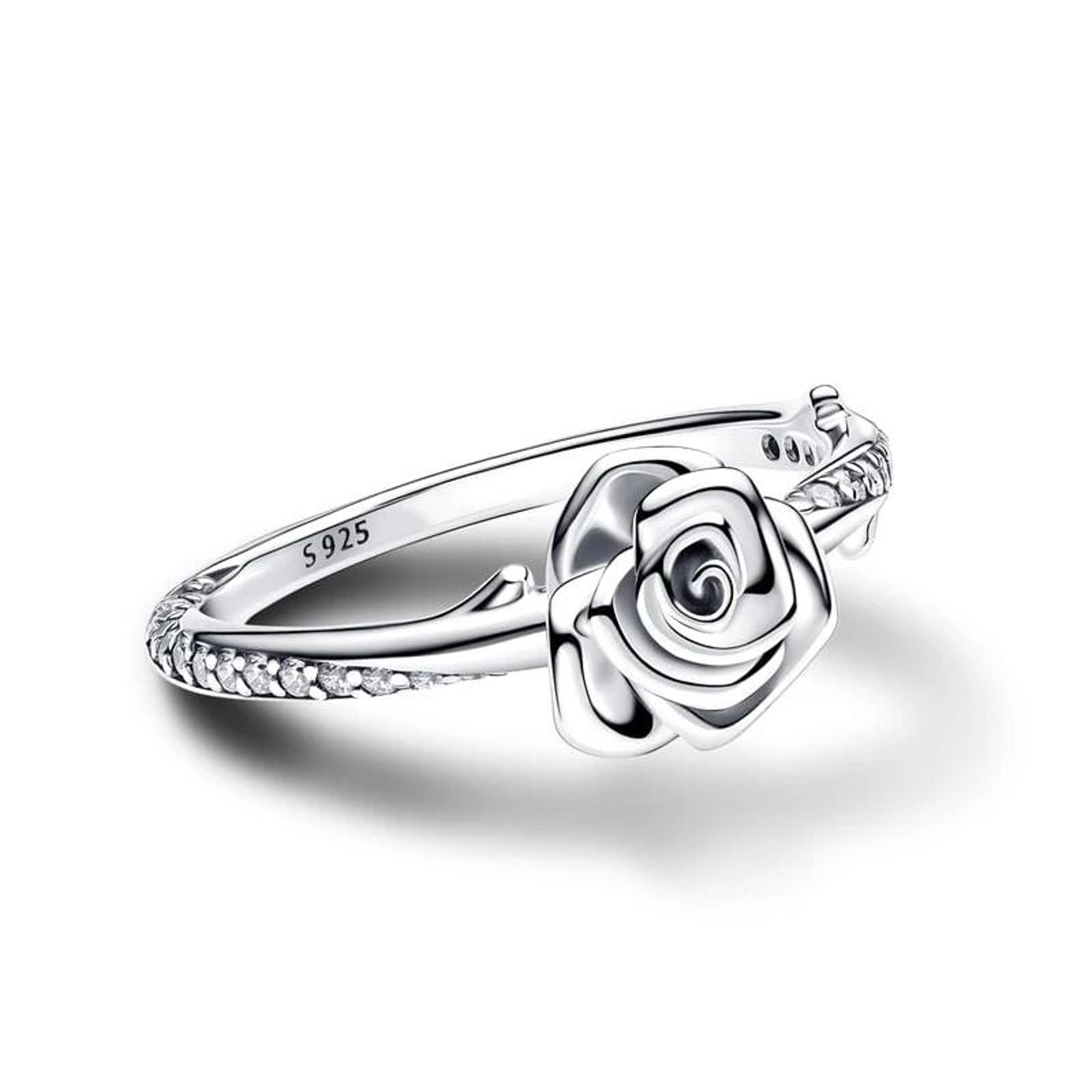 Women 925 Silver Rose In Bloom Ring Elegant Floral Design Jewelry Gift 1