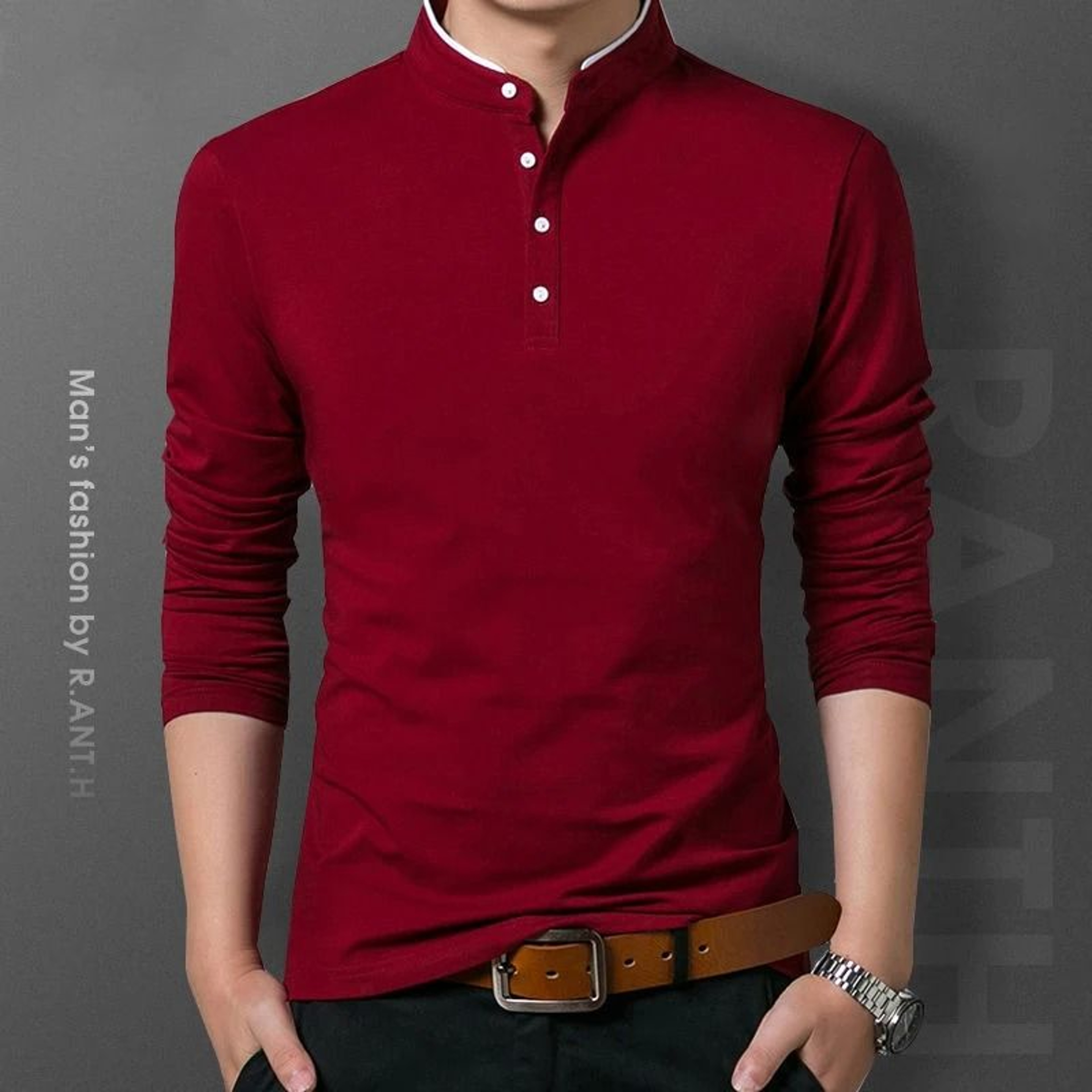 Mens Business Casual Long Sleeve Polo T Shirt Summer Comfortable Breathable Top For Formal Occasion 6