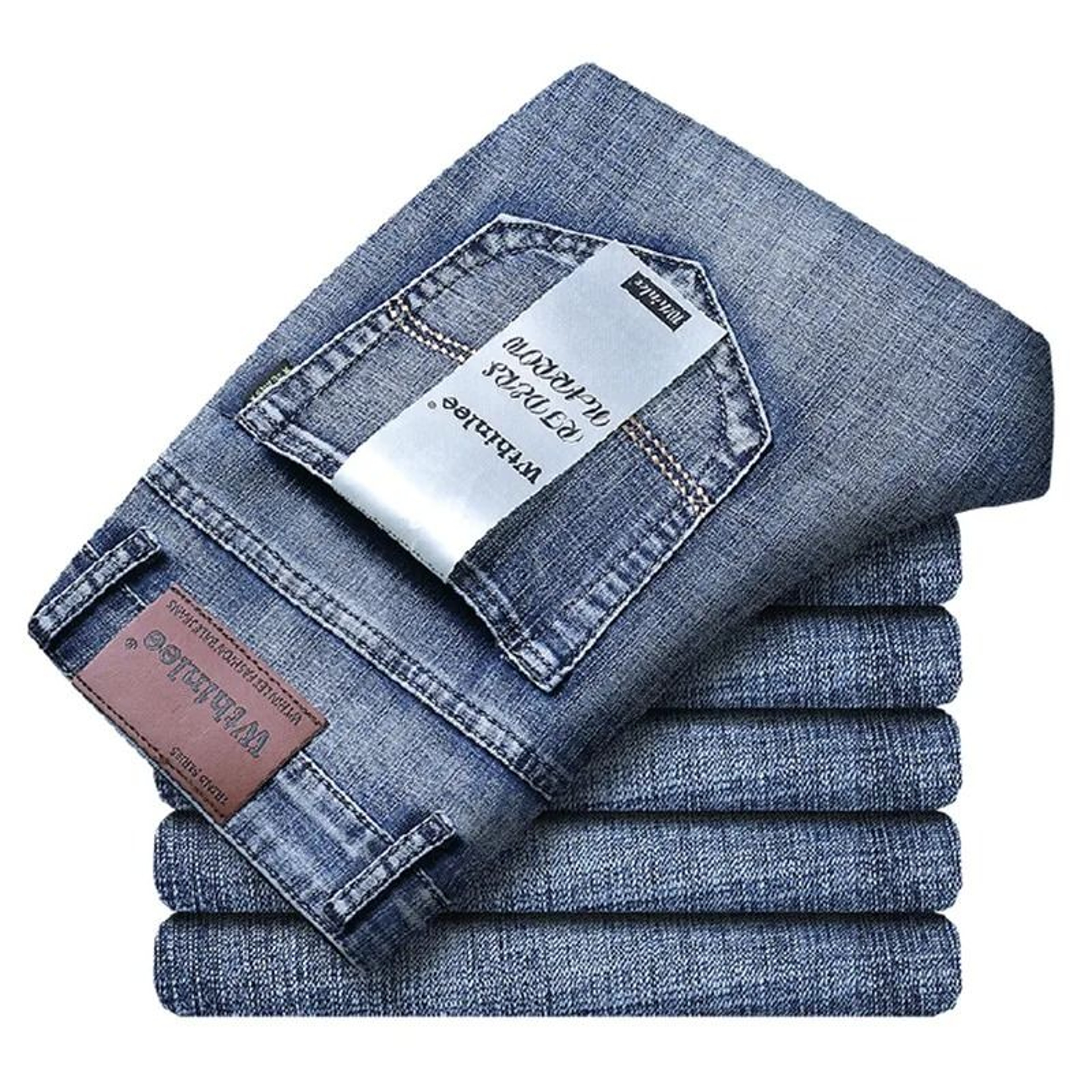 Men High Quality Business Casual Jeans Classic Straight Fit Denim Pants 6