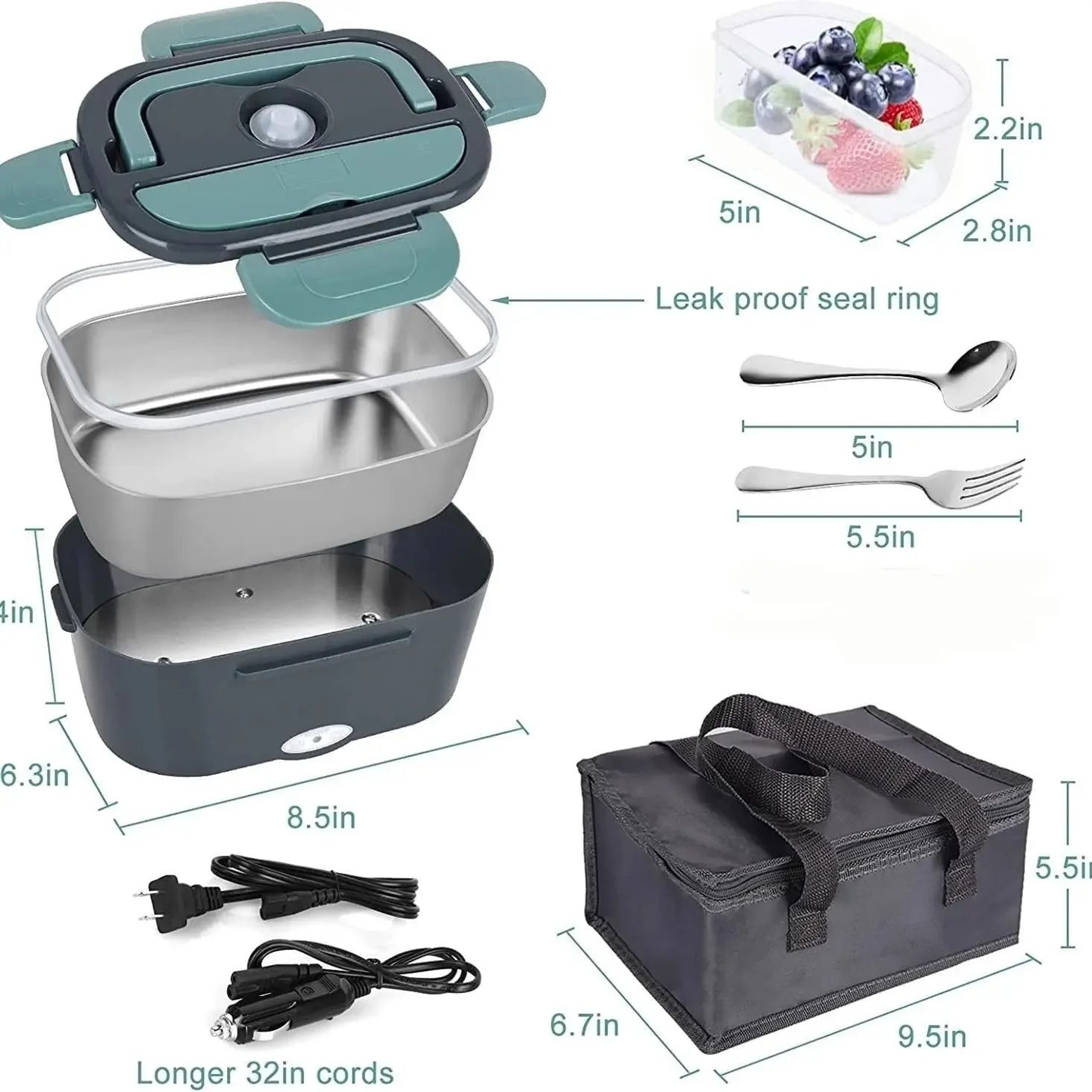 15L 60W Electric Lunch Box Food Warmer Portable Food Heater For Car Or Home 4