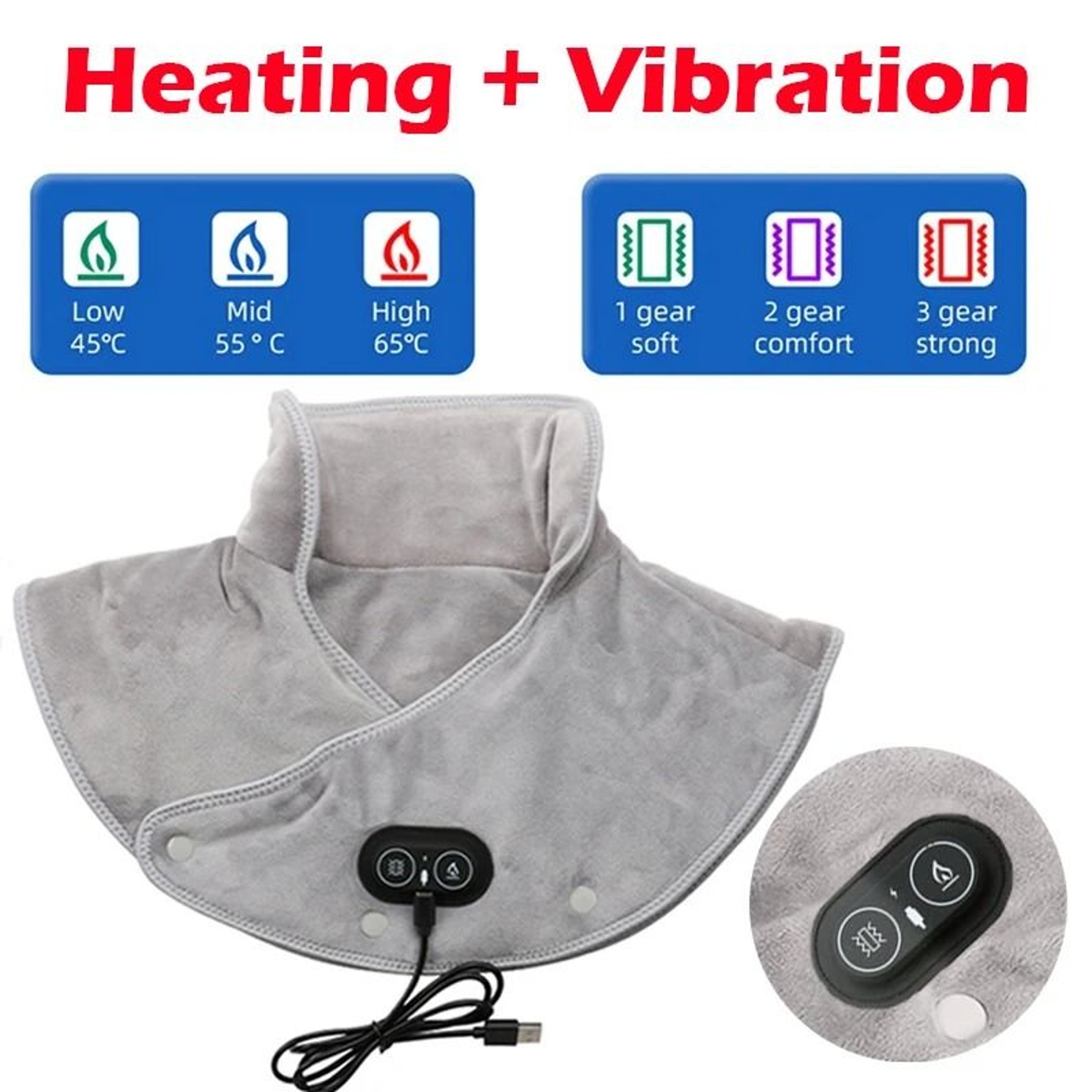 Electric Heating Neck Shoulder Vibration Massager Cervical Vertebra Infrared Therapy Heated Pad 7
