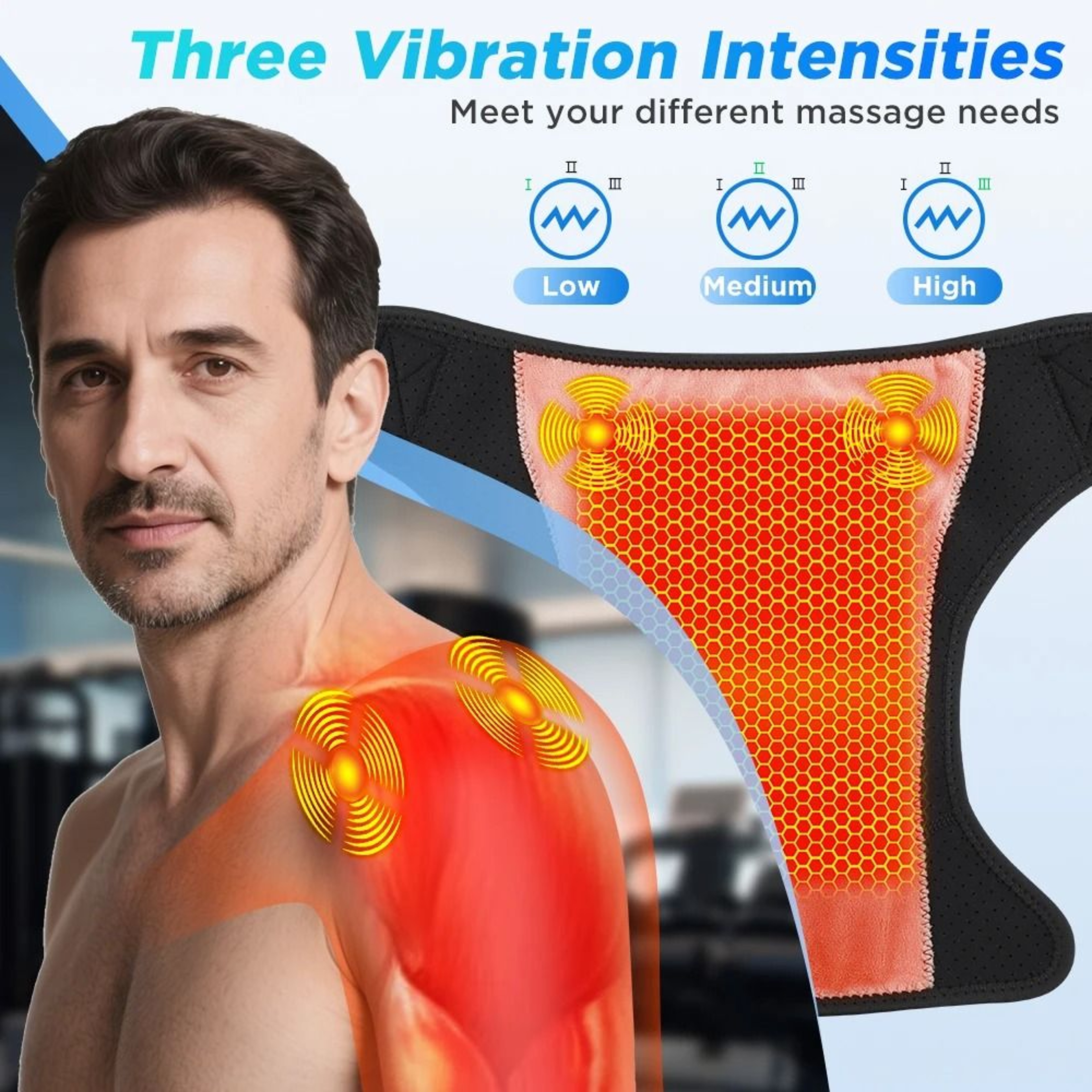 Portable Electric Vibration Shoulder Knee Elbow Massager 3in1 App Control 4