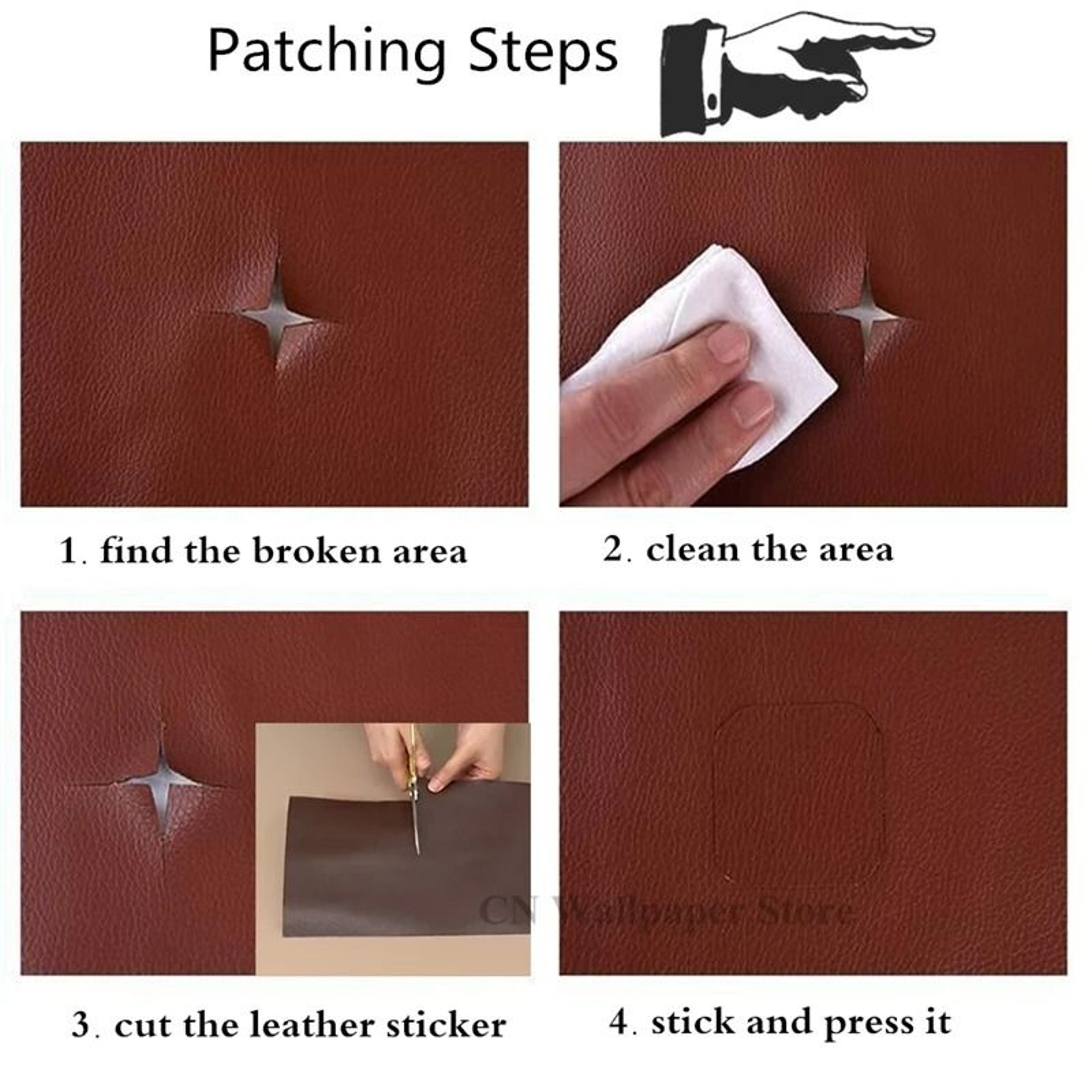 Self Adhesive Leather Repair Patch Kit For Furniture Car Seats And Bags 3