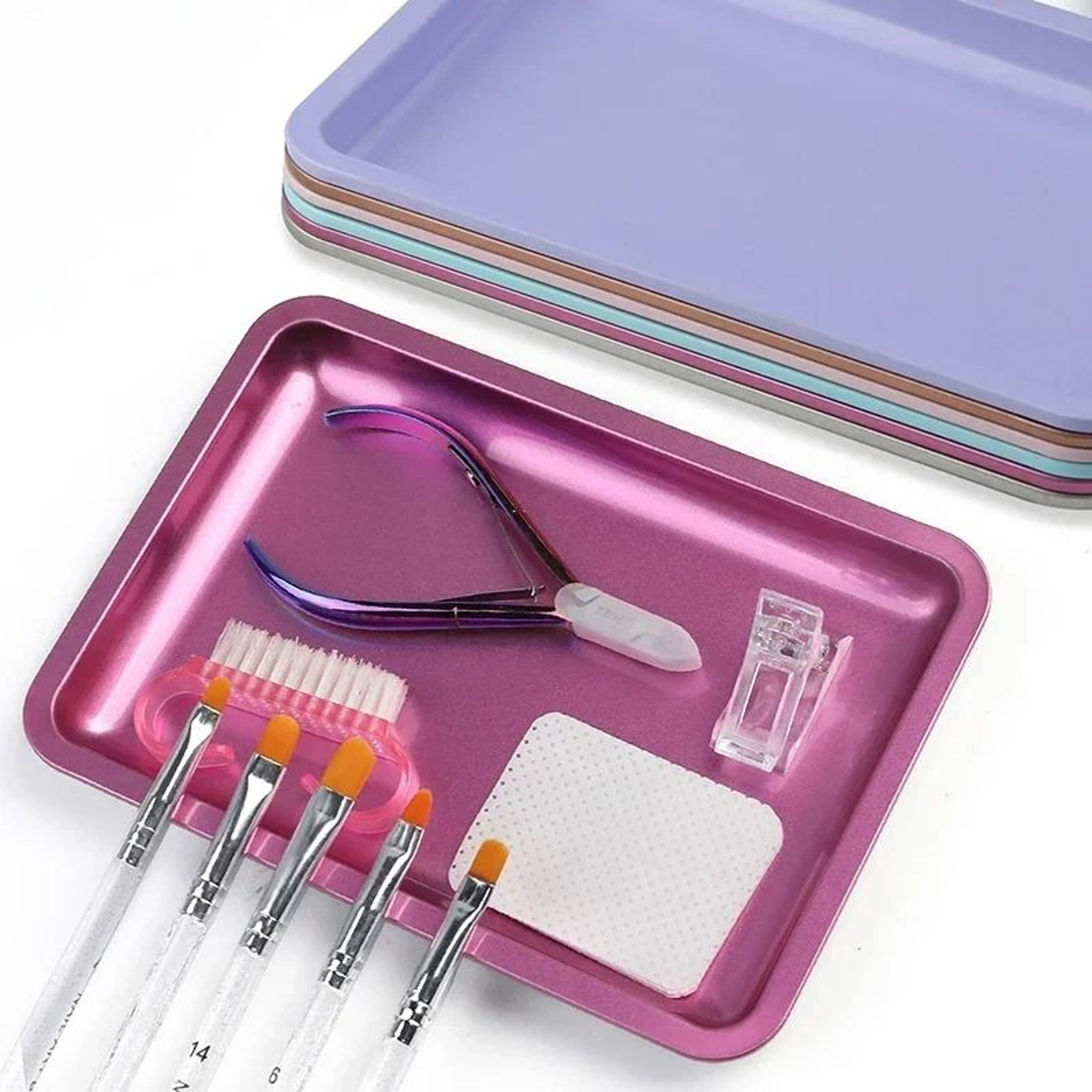 Stainless Steel Cosmetic Storage Tray Manicure Nail Art Plate Tools Organizer 1