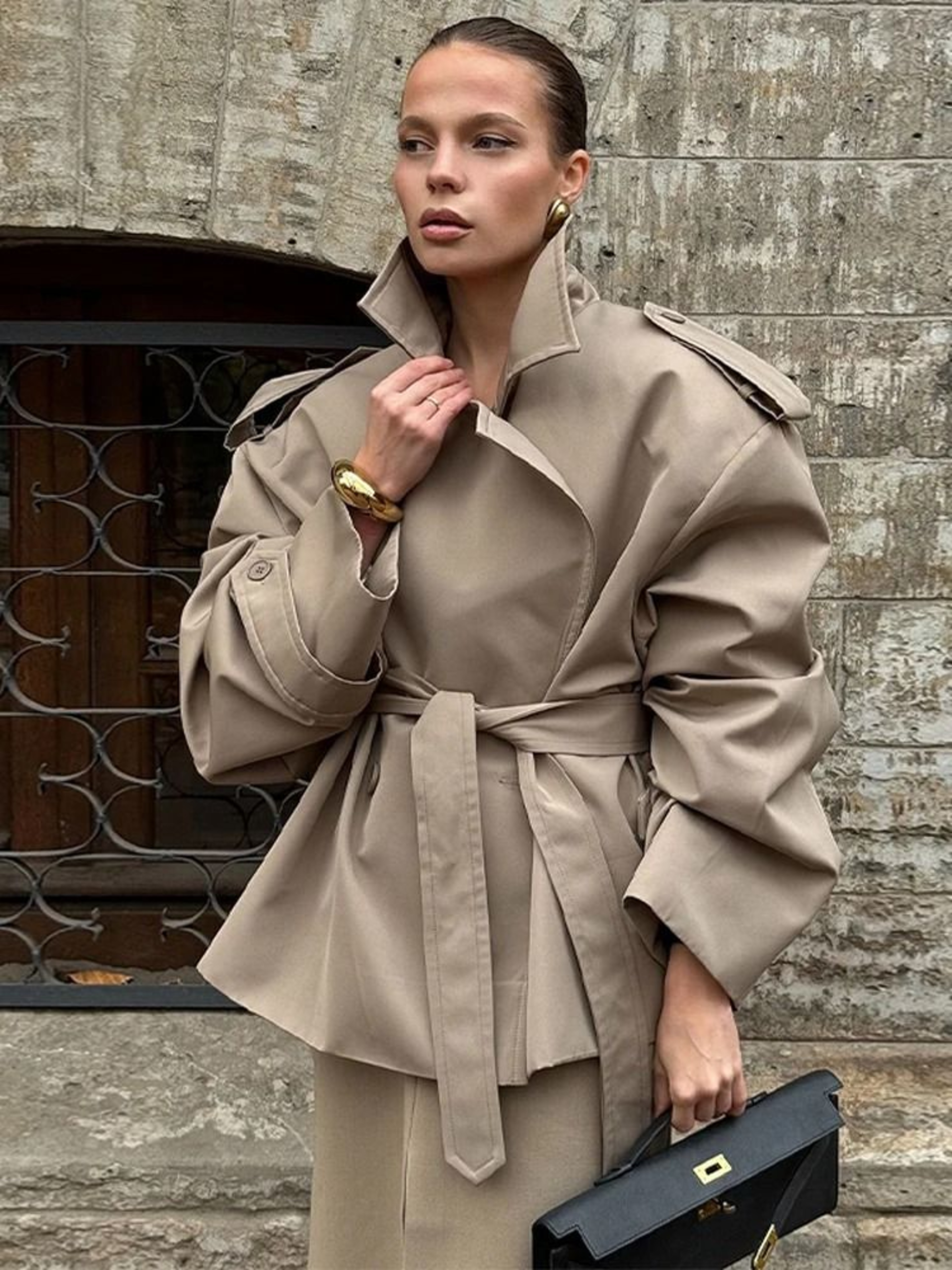 Brown Long Suede Overcoat Women Fashion Solid Lapel Single Breasted Loose Outerwear 8