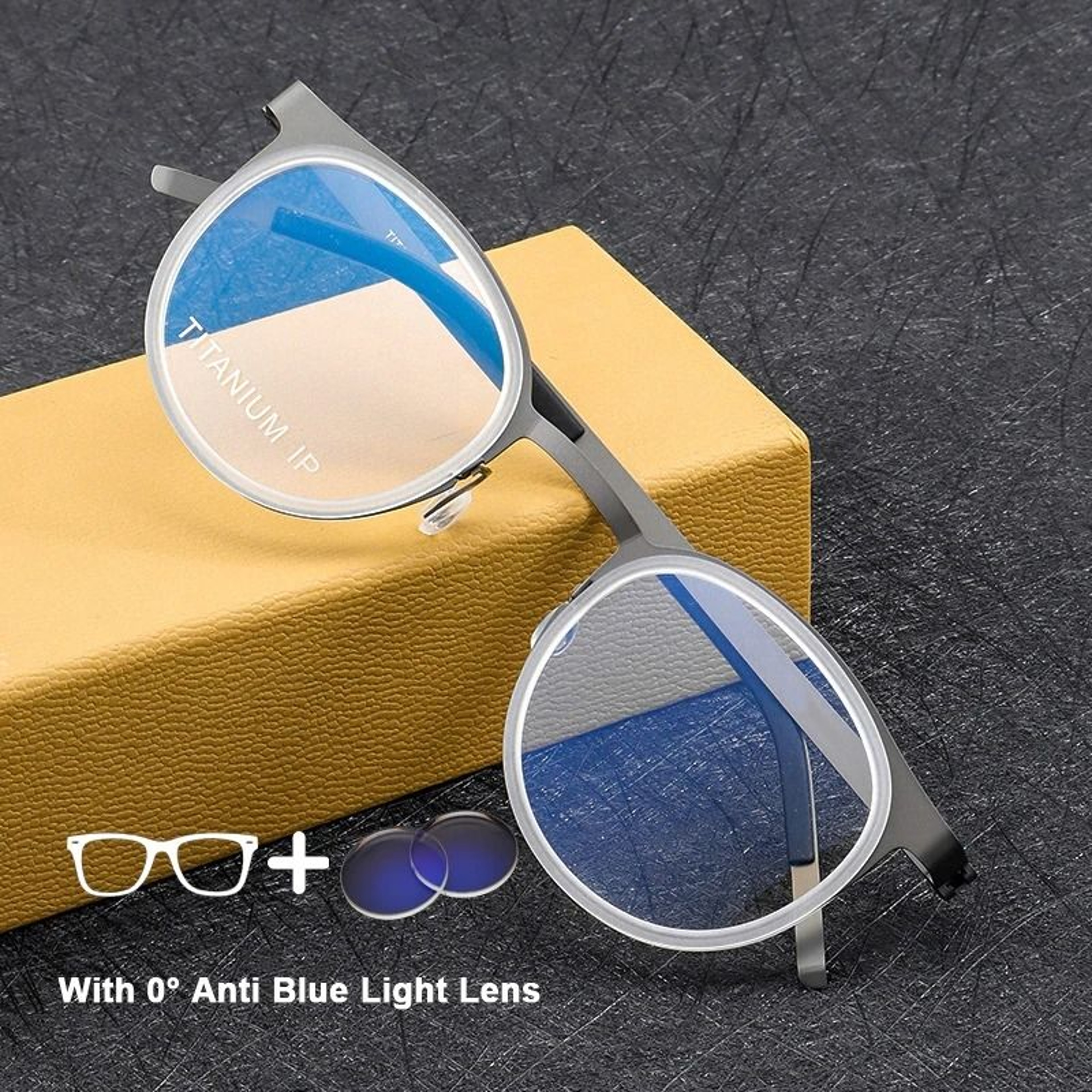 Pure Titanium Eyewear Frame Men Blue Light Blocking Screwless Design 11