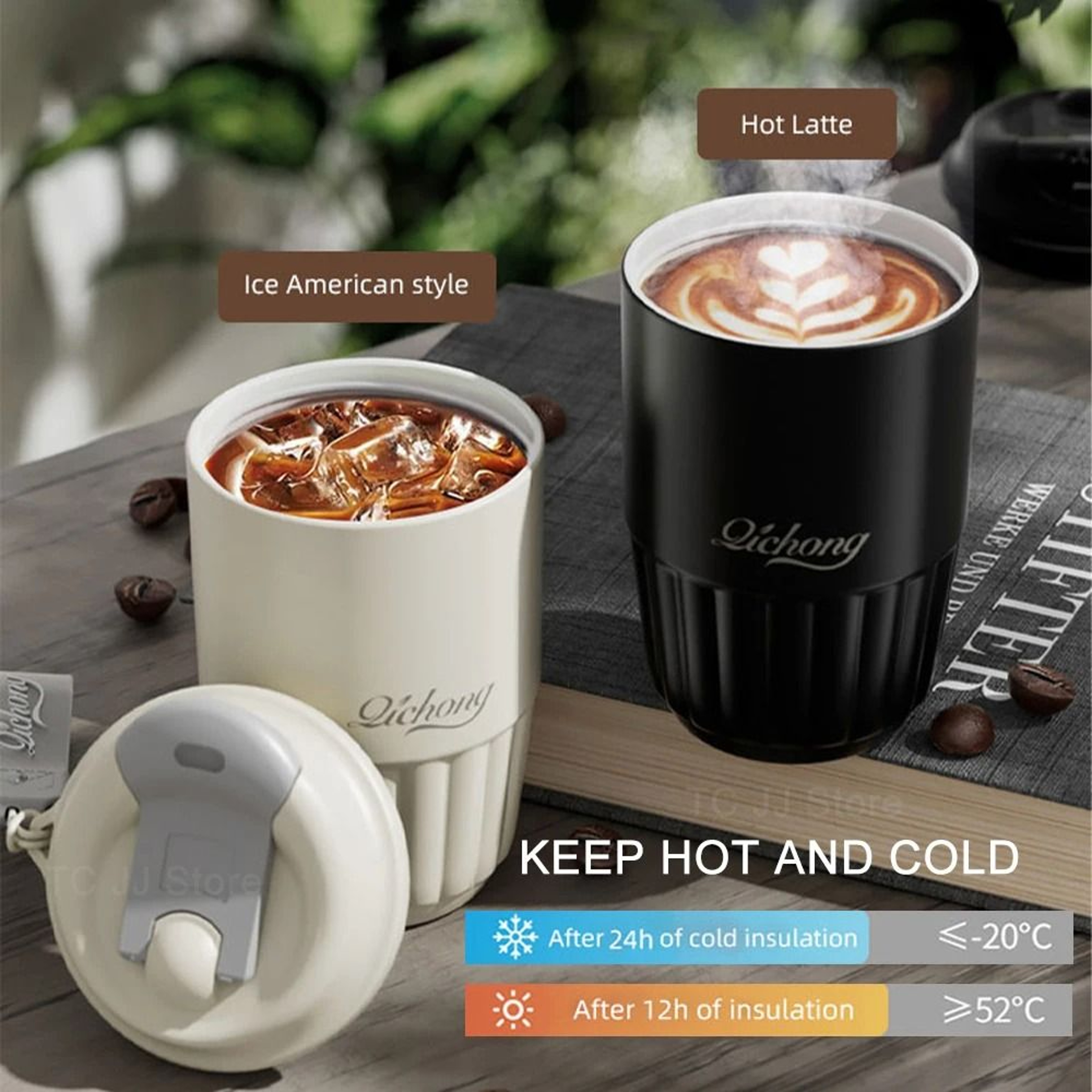 410ml Ceramic Liner Vacuum Insulated Thermos Coffee Cup Double Wall Stainless Steel 2