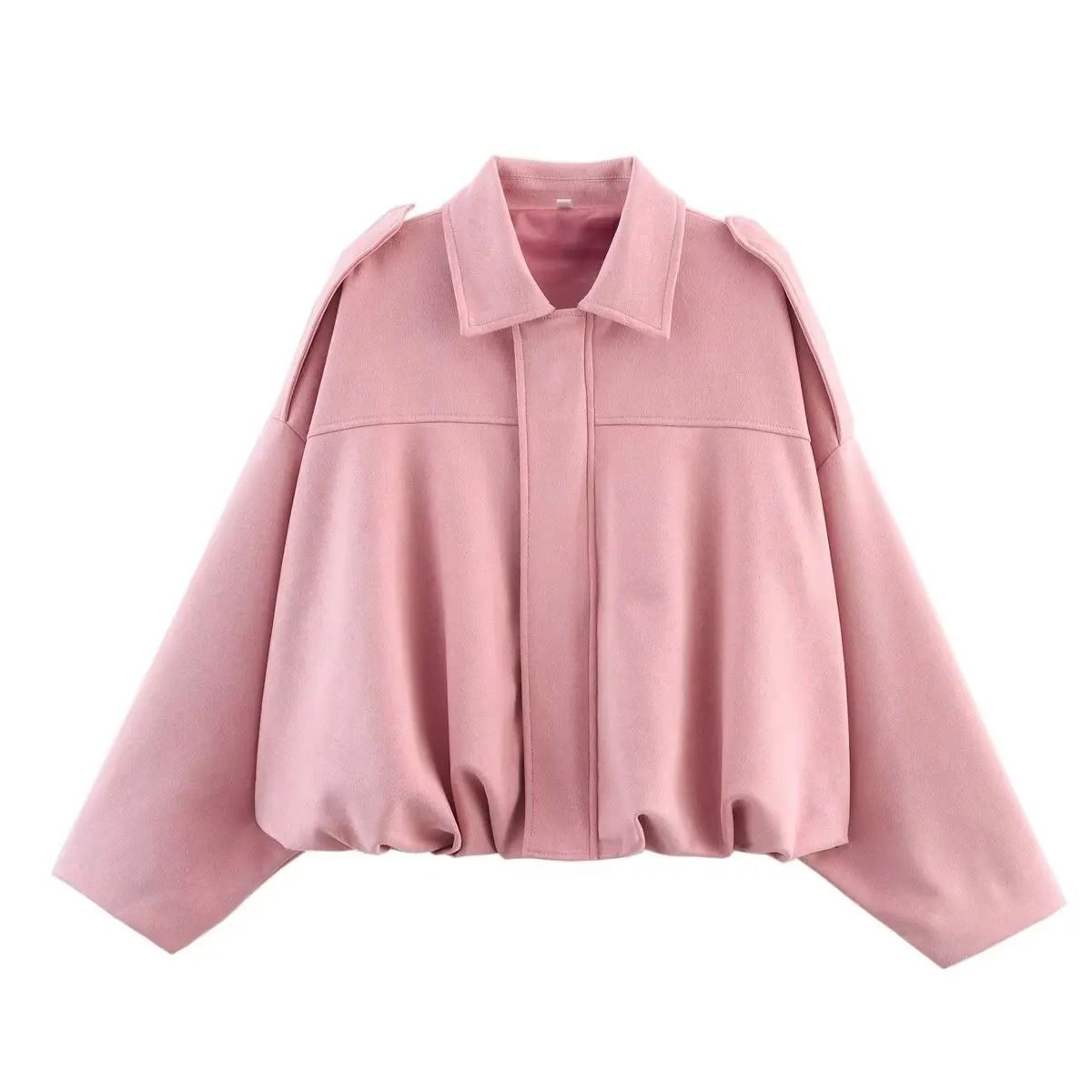 Women Suede Bomber Jacket Long Sleeve Oversize Zipper Coat Streetwear 11