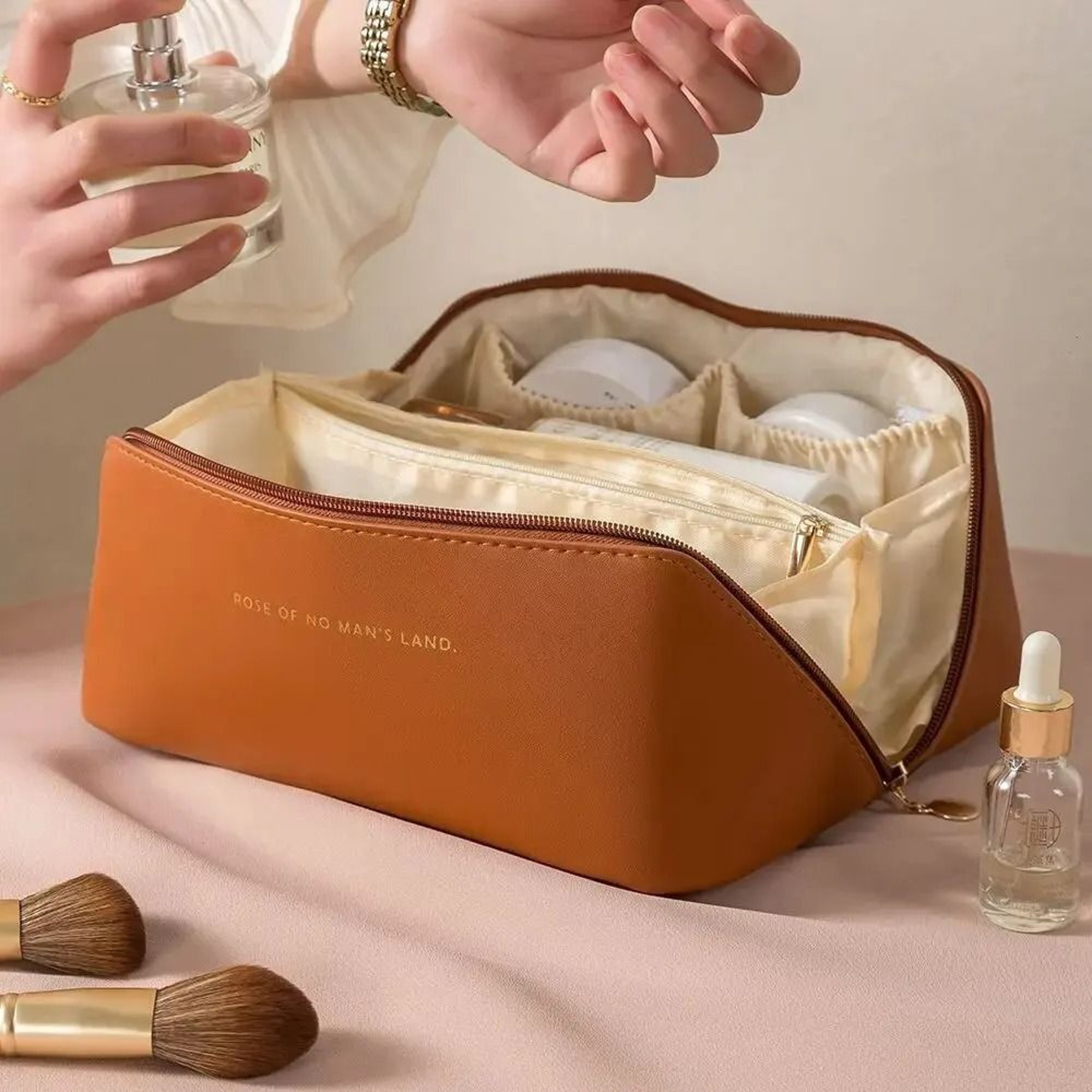 Makeup Organizer Toiletry Kit Bag For Women Travel Cosmetic Storage Pouch 7