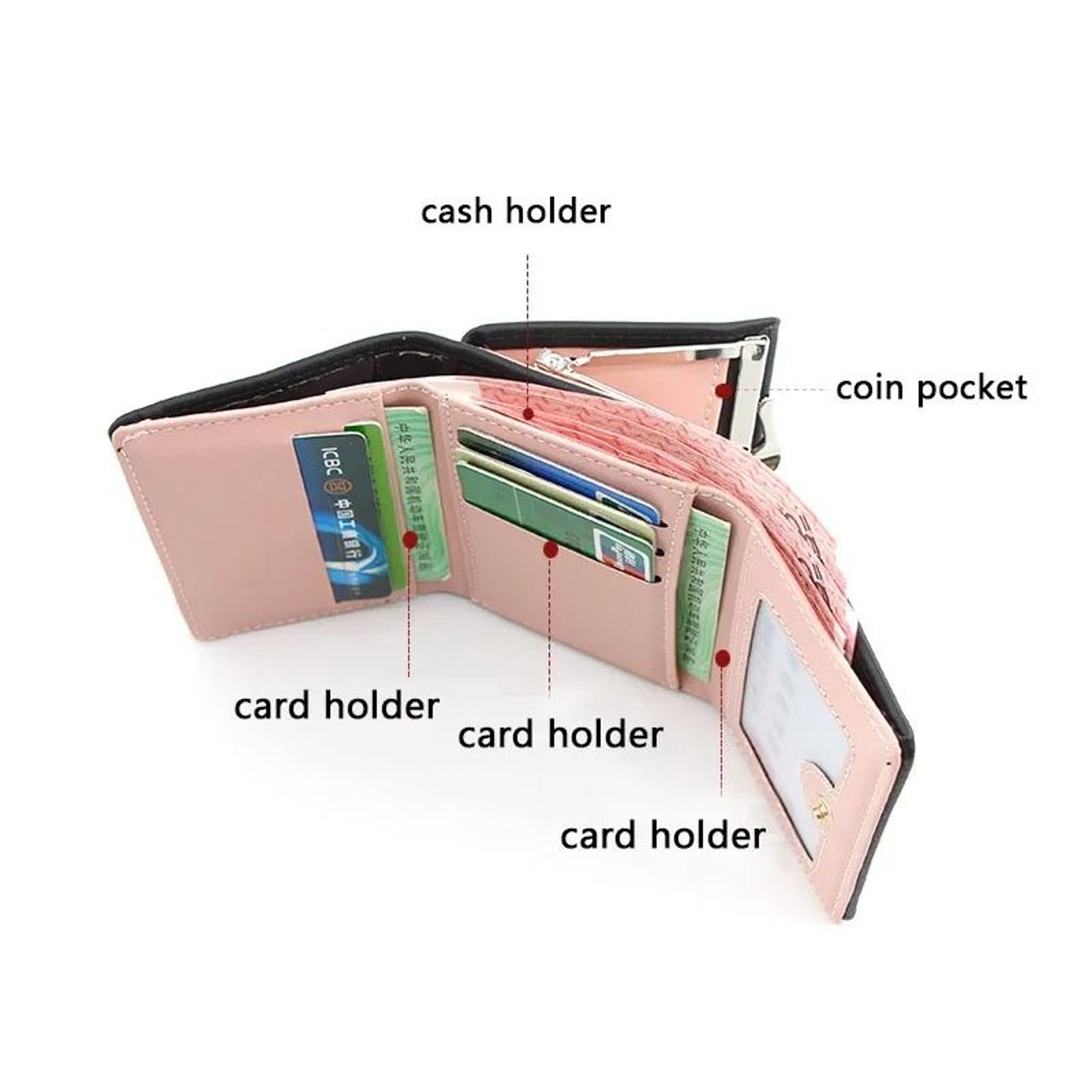 Mini Short Wallet For Women Coin Pocket Card Holder Small Purse 3