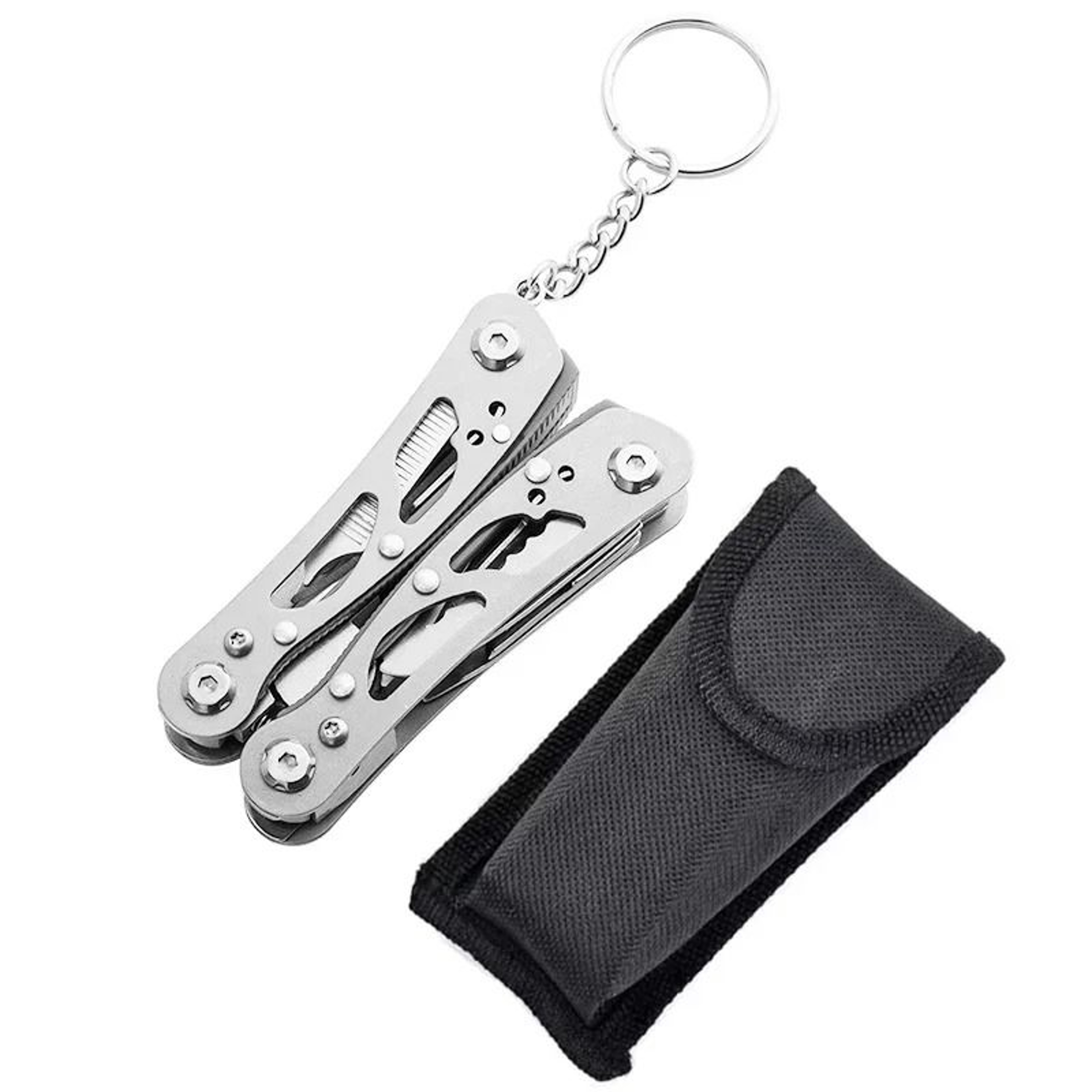 Compact Stainless Steel Folding Multitool Pliers With Keychain 7