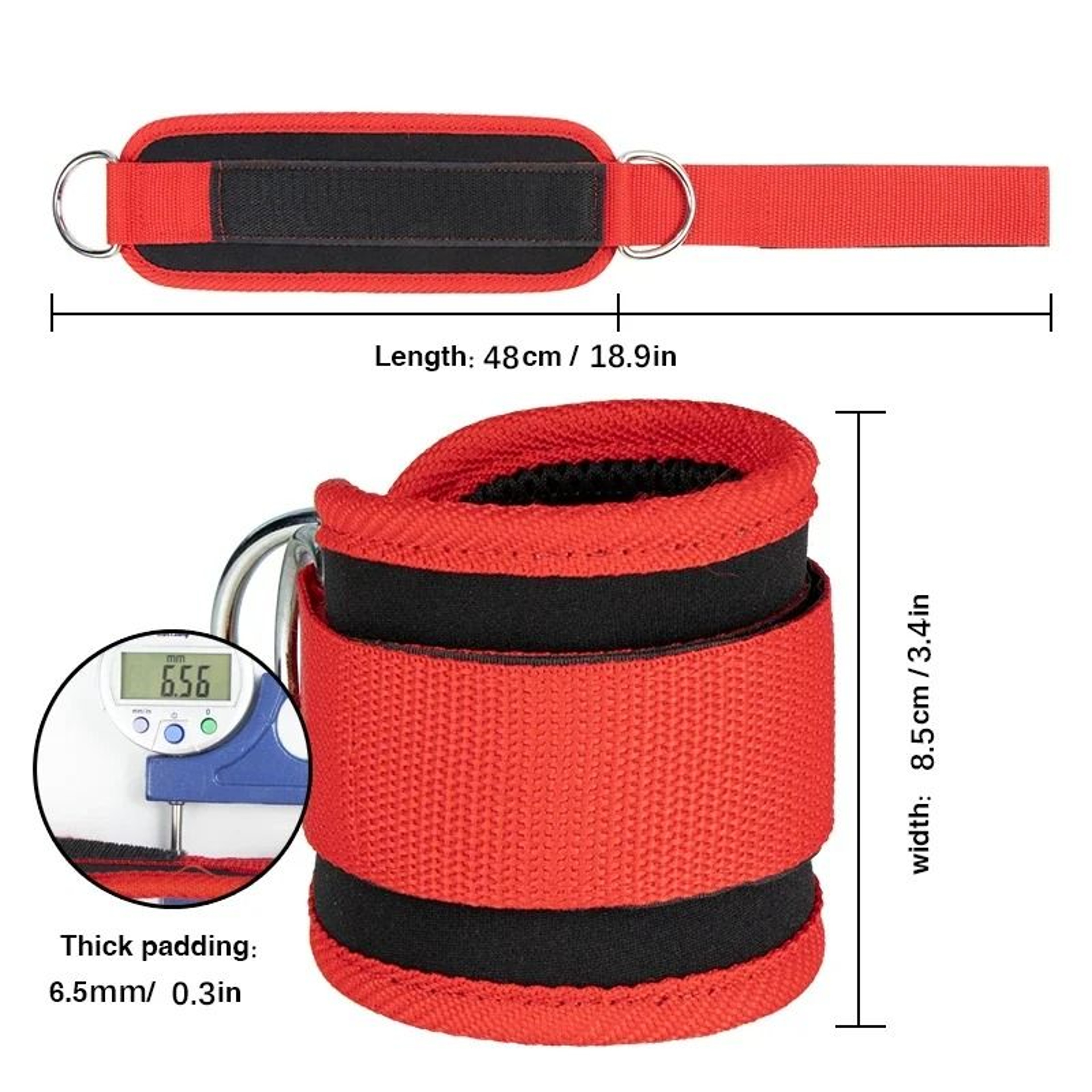 Gym Ankle Straps Double D Ring Adjustable Neoprene Padded Cuffs 1