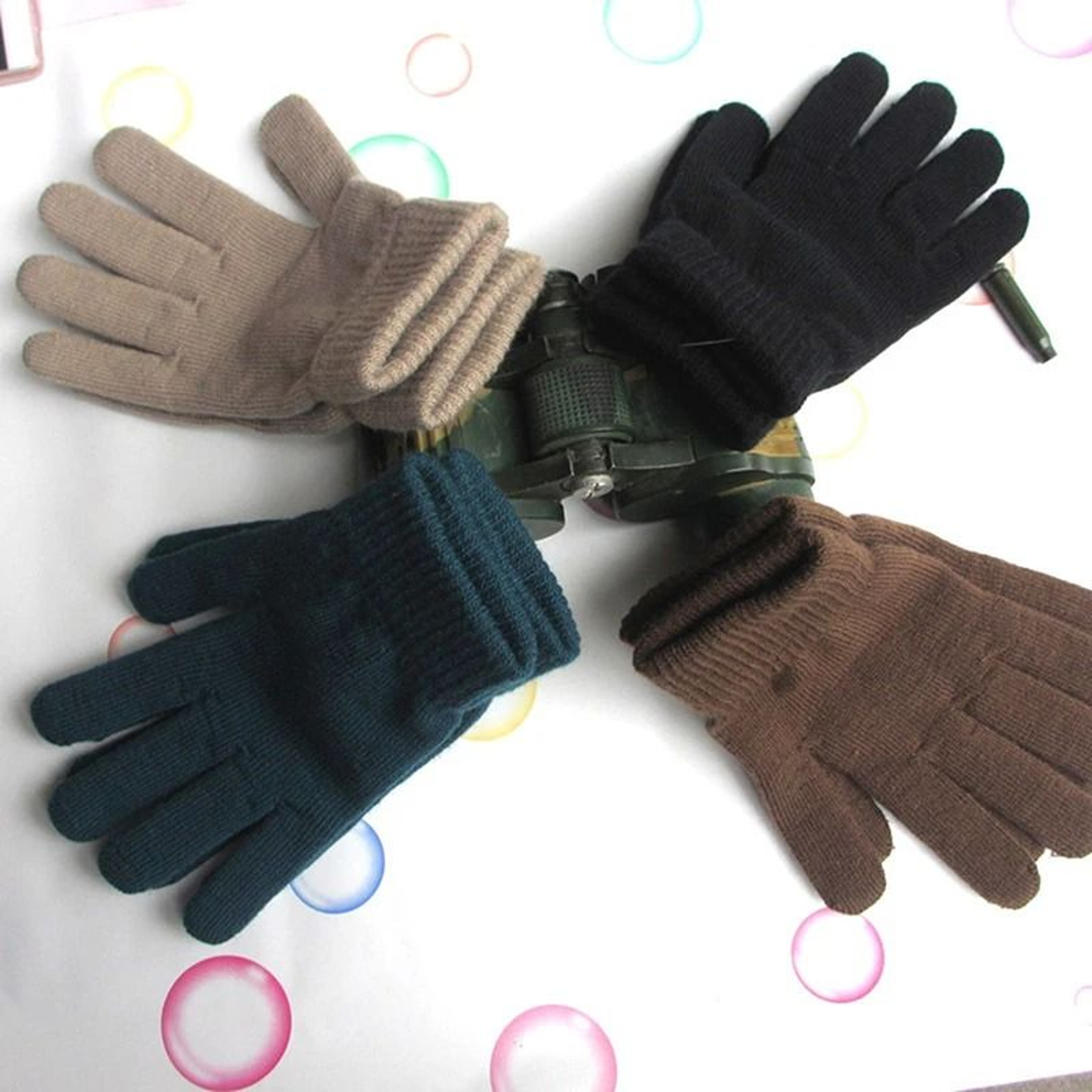 Women Knitted Solid Hand Warmer Gloves Thicken Lining Autumn Winter 1