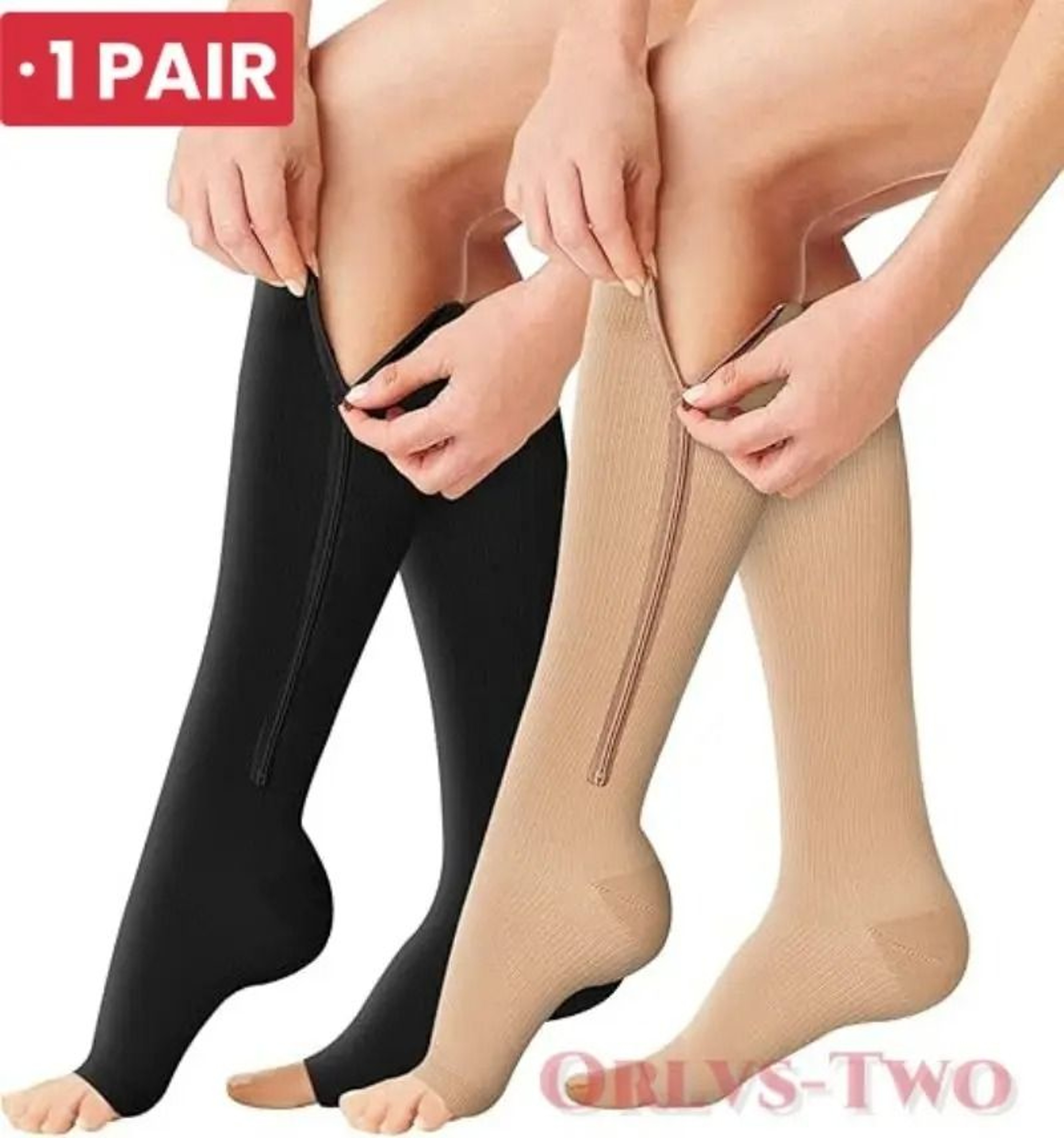 Zipper Compression Socks For Men And Women Knee High Anti Fatigue Stretch Socks For Sports Running  0