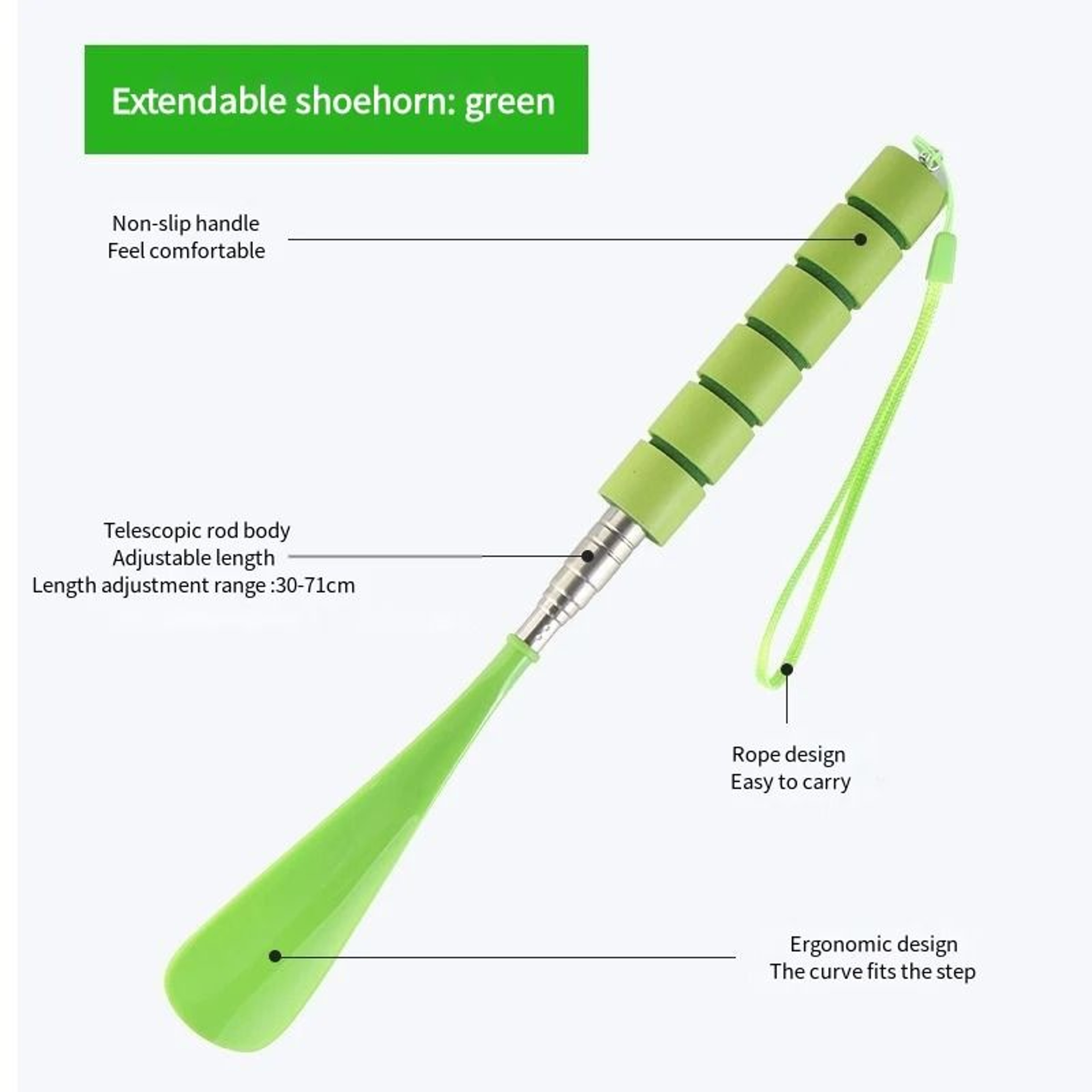 Stretchable Long Metal Shoehorn Adjustable Shoe Spoon For Easy Wear 9