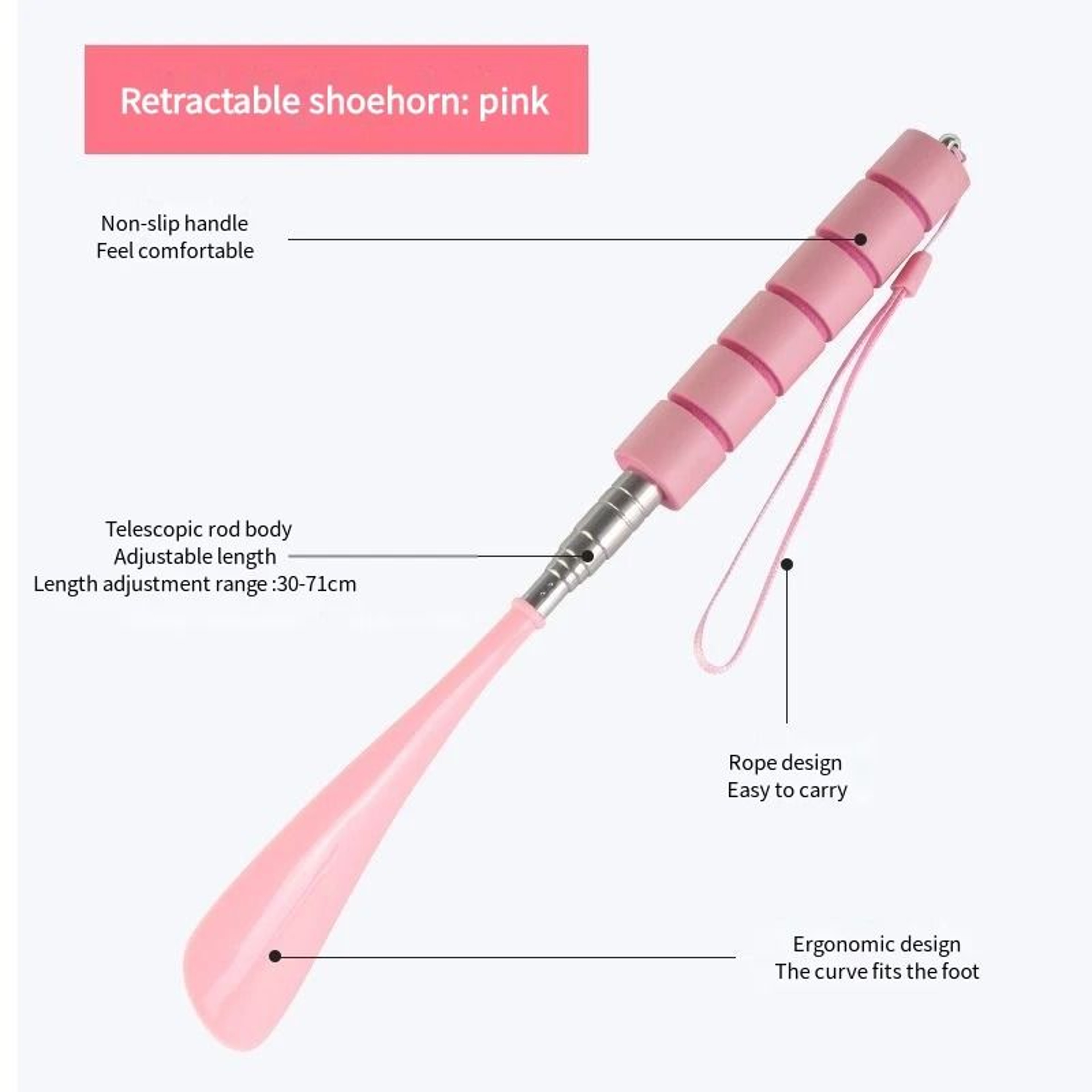 Stretchable Long Metal Shoehorn Adjustable Shoe Spoon For Easy Wear 2