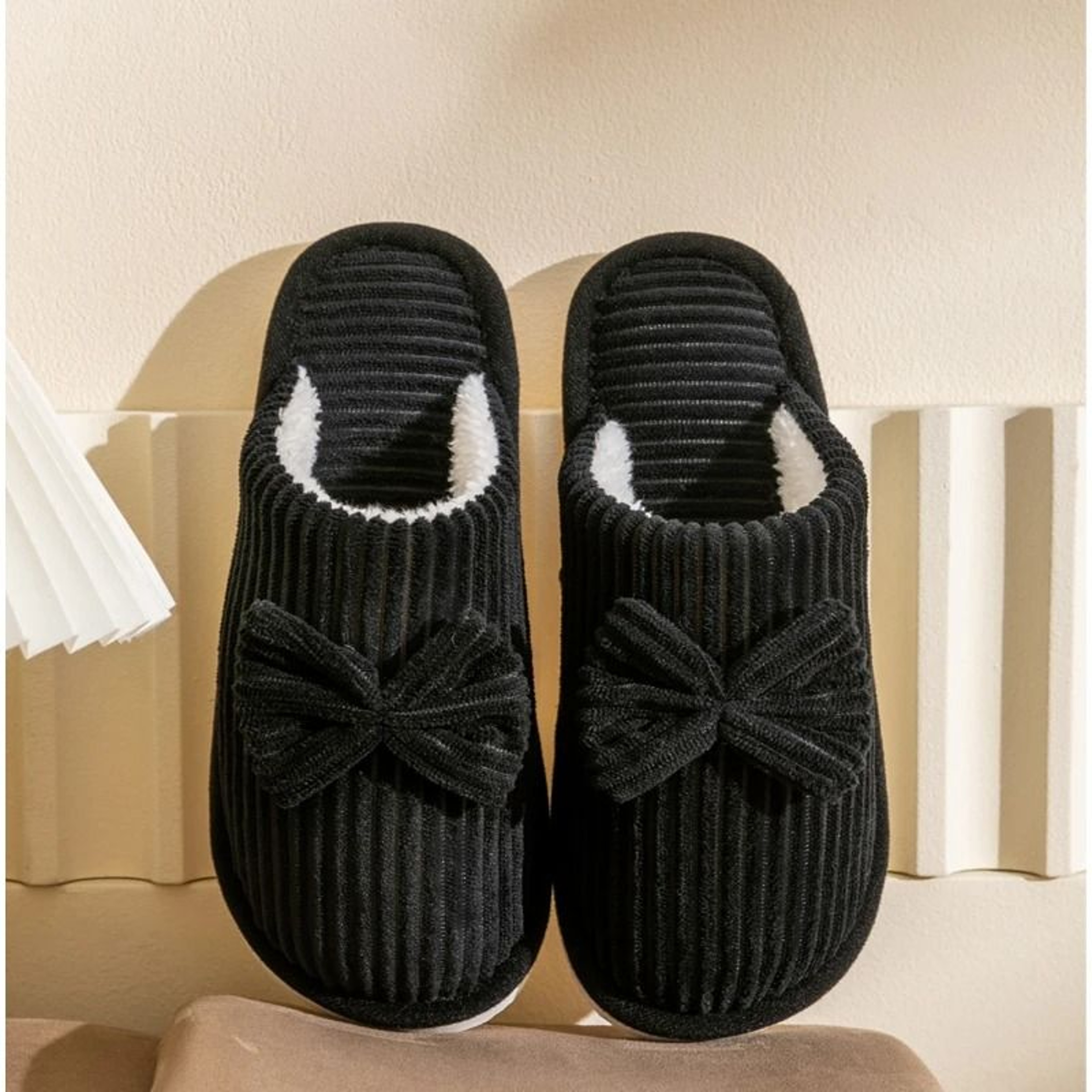 Fashion Womens Bow Slippers Warm Indoor Winter House Shoes 5