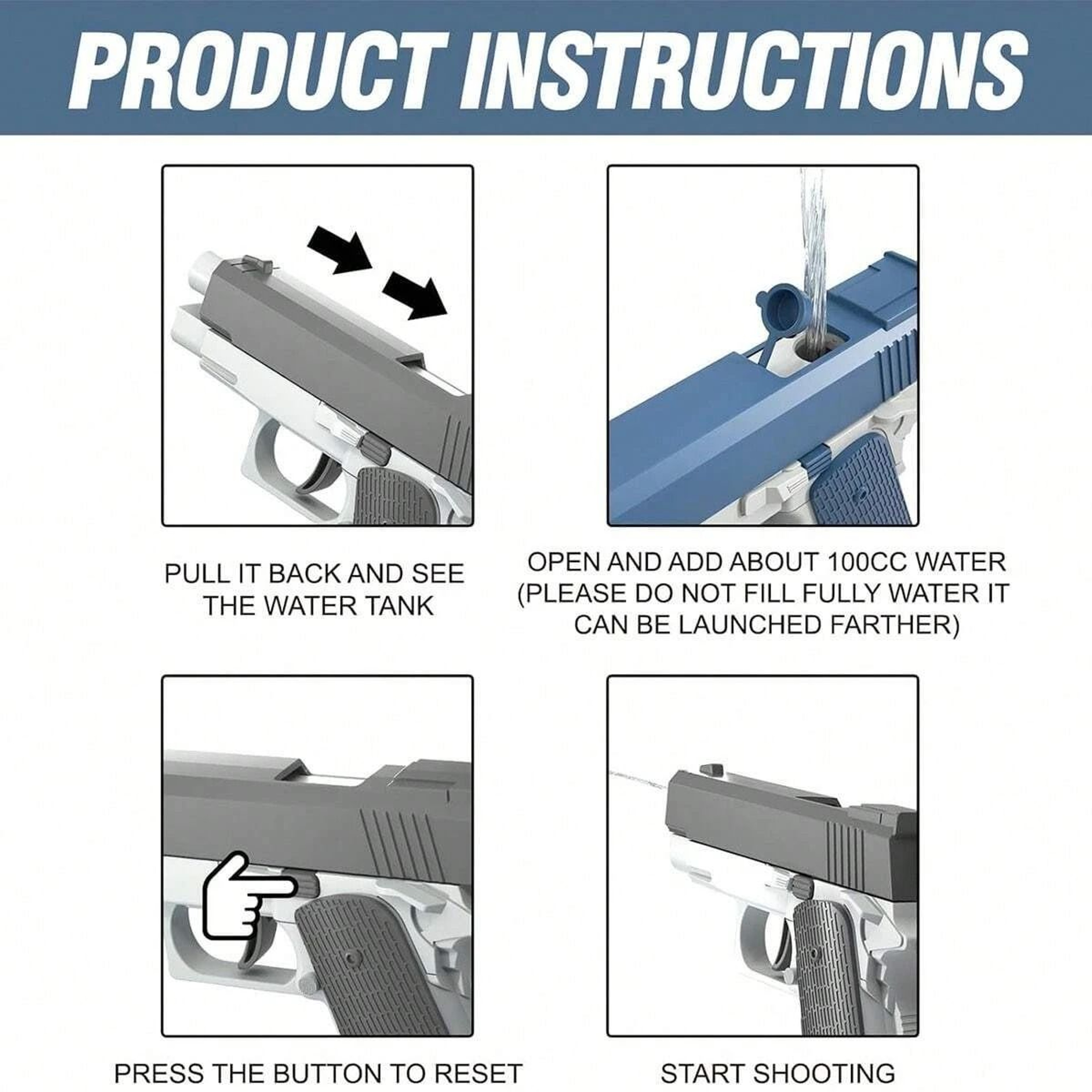 M1911 Water Gun Toy Pistol Squirt Gun For Kids And Adults 3