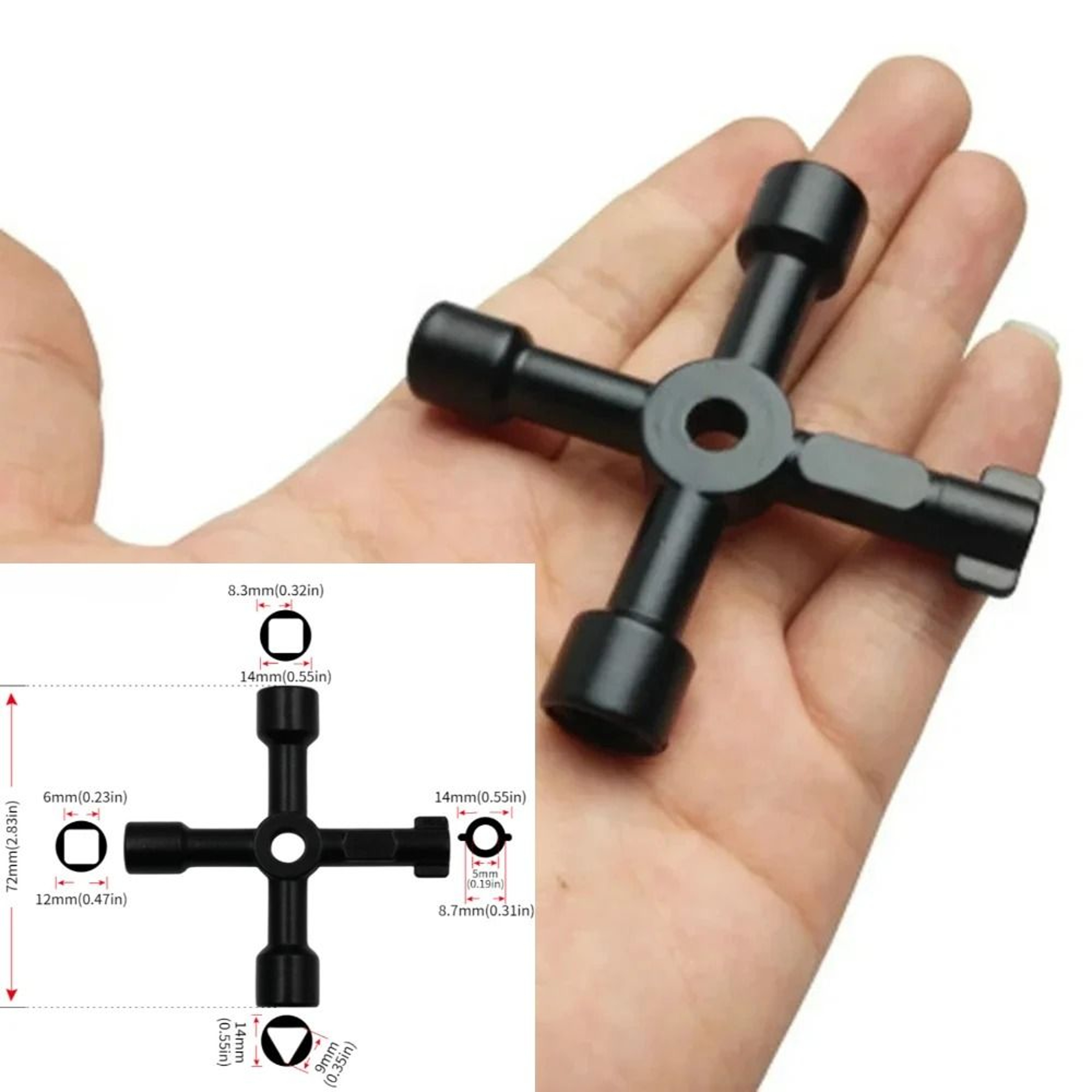 4 In 1 Multifunction Utility Key Cross Wrench For Electric Gas Water Valves 0