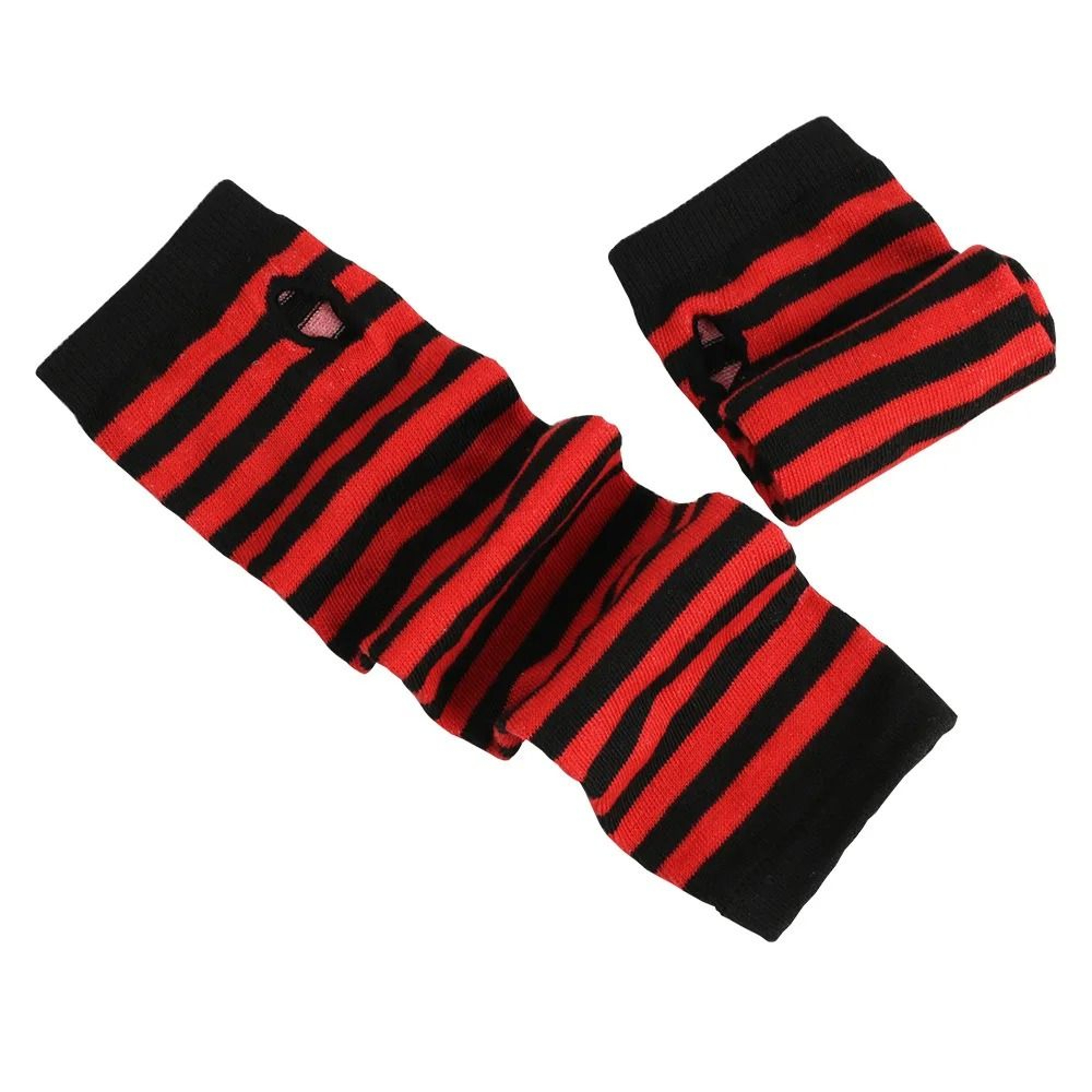Winter Knit Fingerless Elbow Gloves Unisex  HipHop Stripe Arm Warmers 6