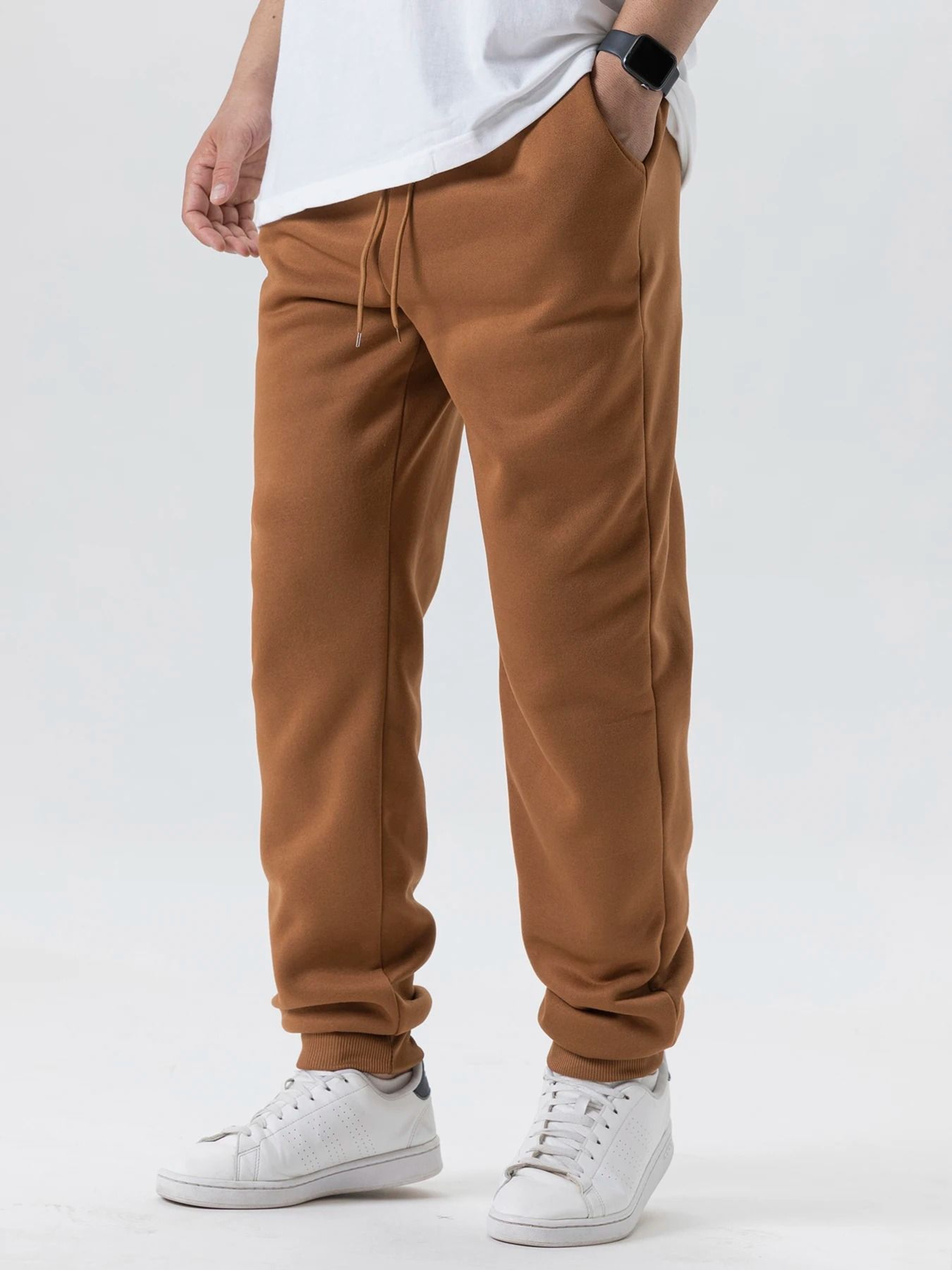 Mens Autumn Winter Fleece Sweatpants Baggy Joggers Elastic Waist 3