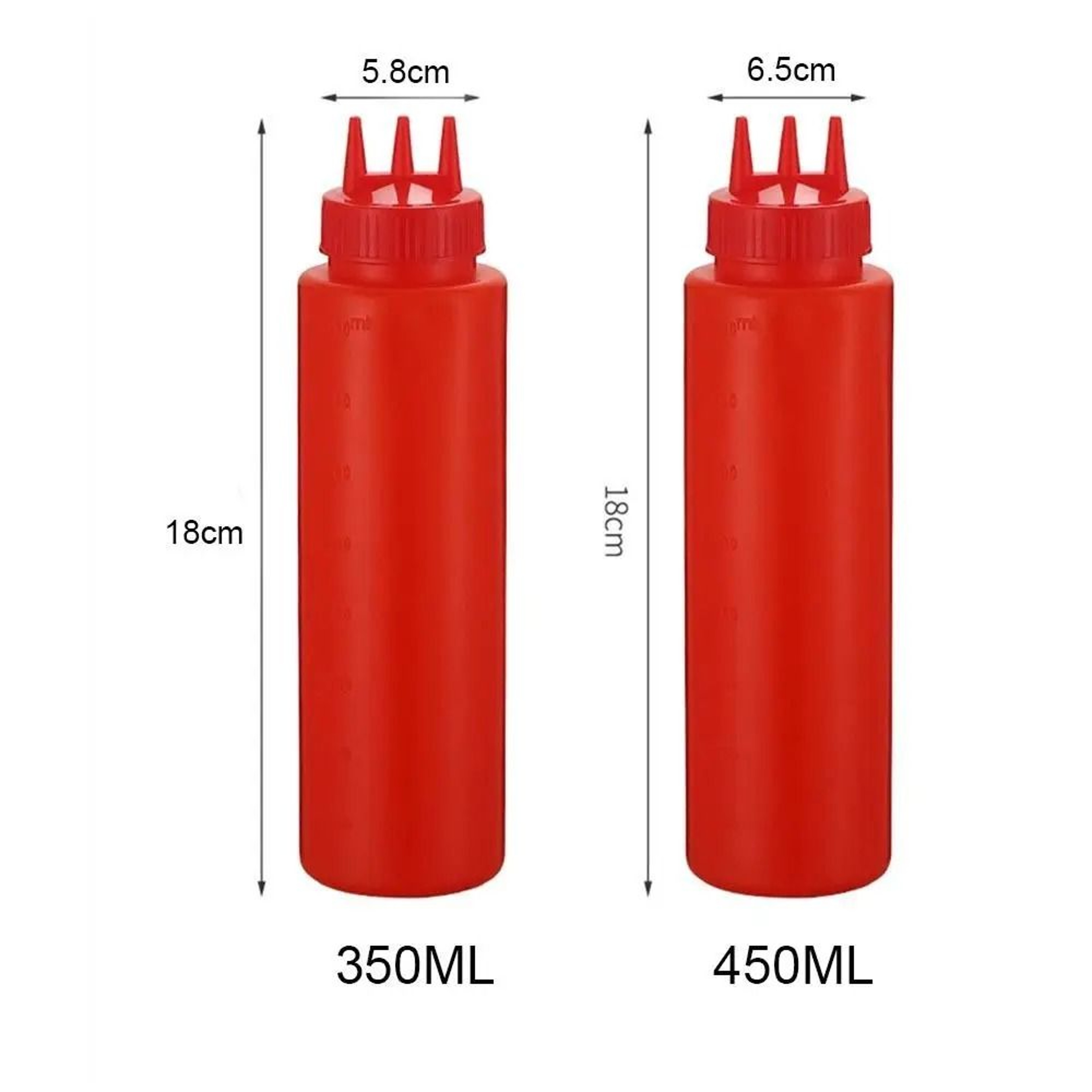 Plastic Graduated Squeeze Sauce Bottle With Three Nozzles For Condiments 5