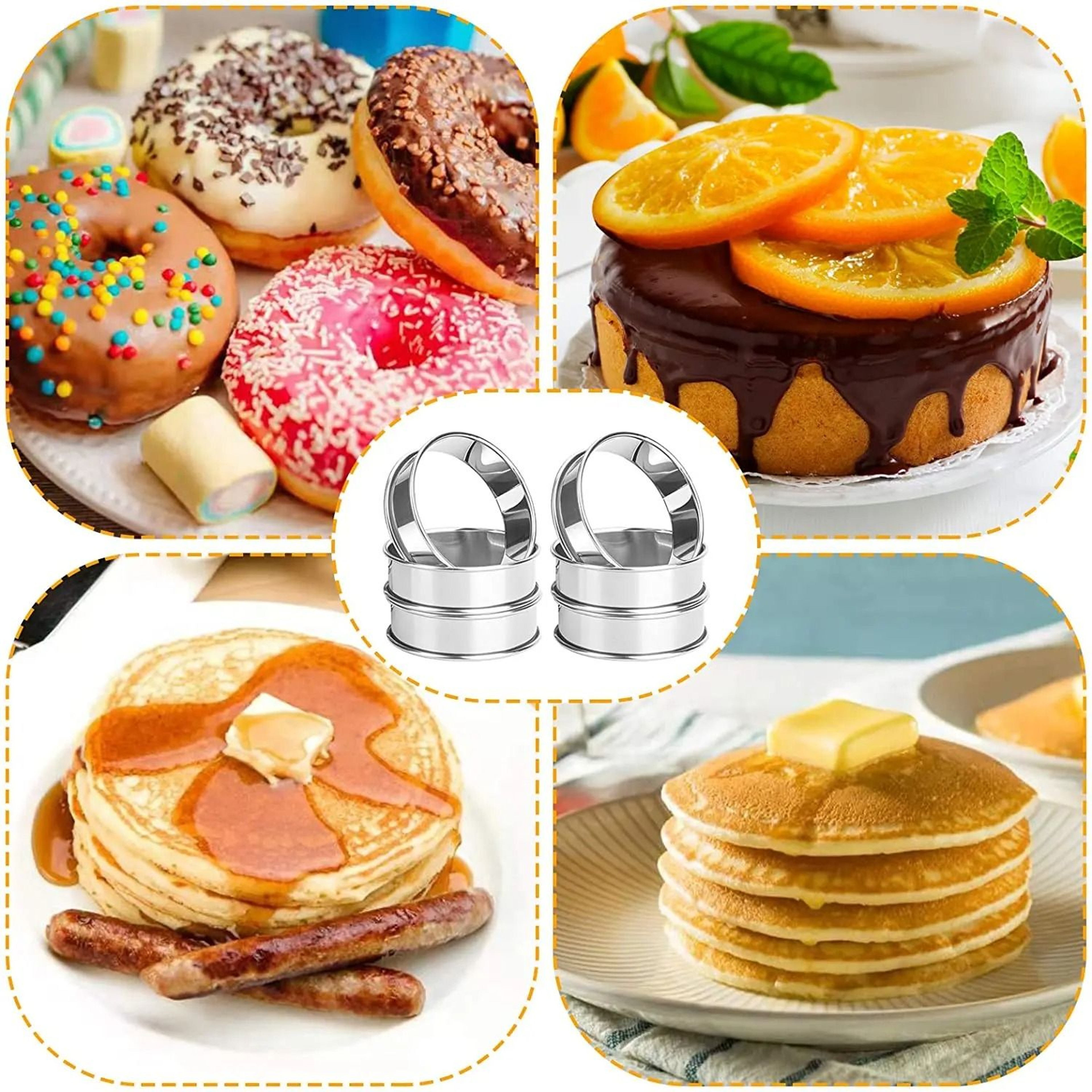 Stainless Steel Baking Circle Tart Rings 2 Pack 10cm And 8cm 3