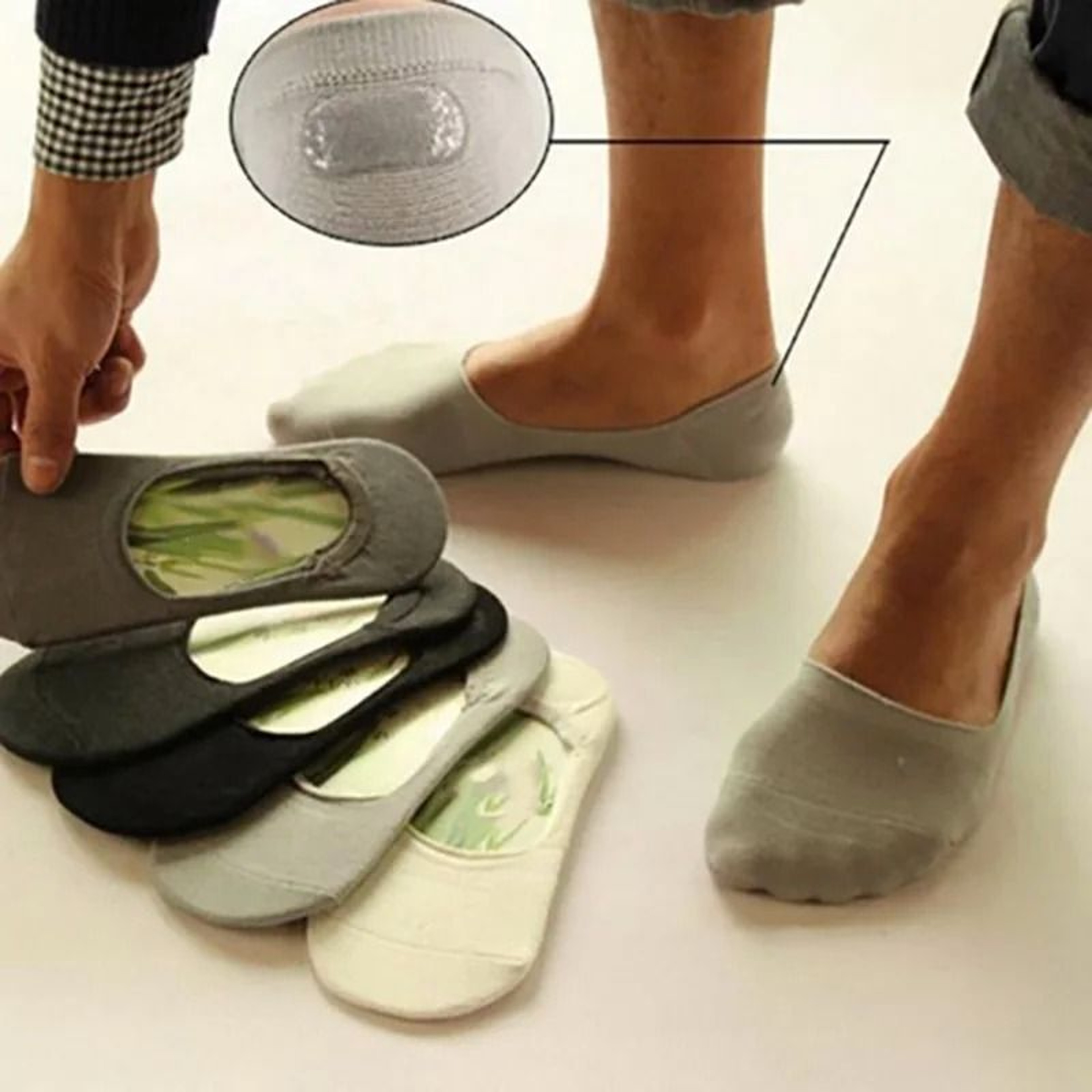 6 Pair Mens Bamboo Breathable Invisible Socks Low Cut Casual Cotton Boat Non Slip Socks 0