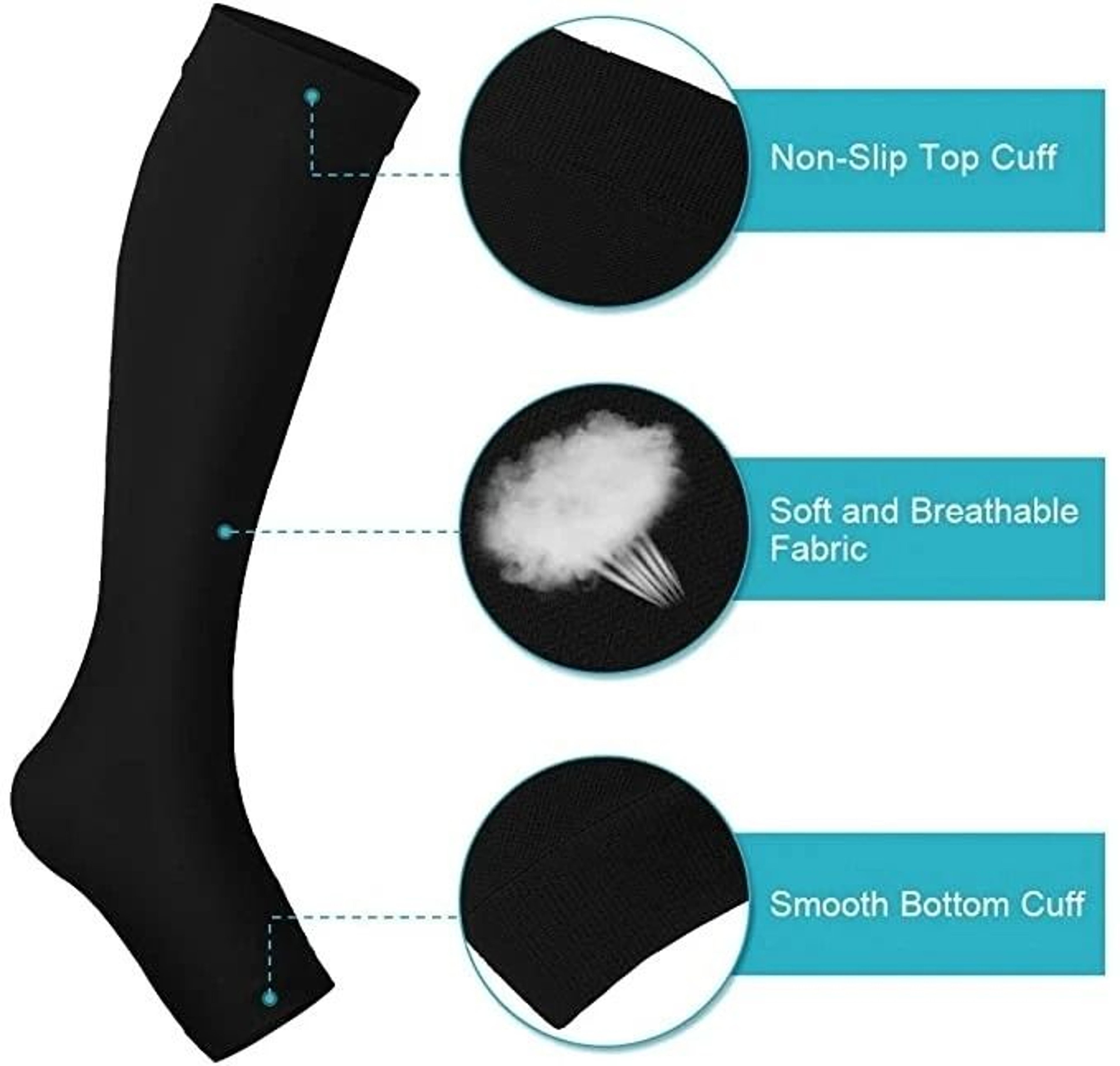 Medical Calf Compression Stockings Knee High Open Toe Pressure Socks 1