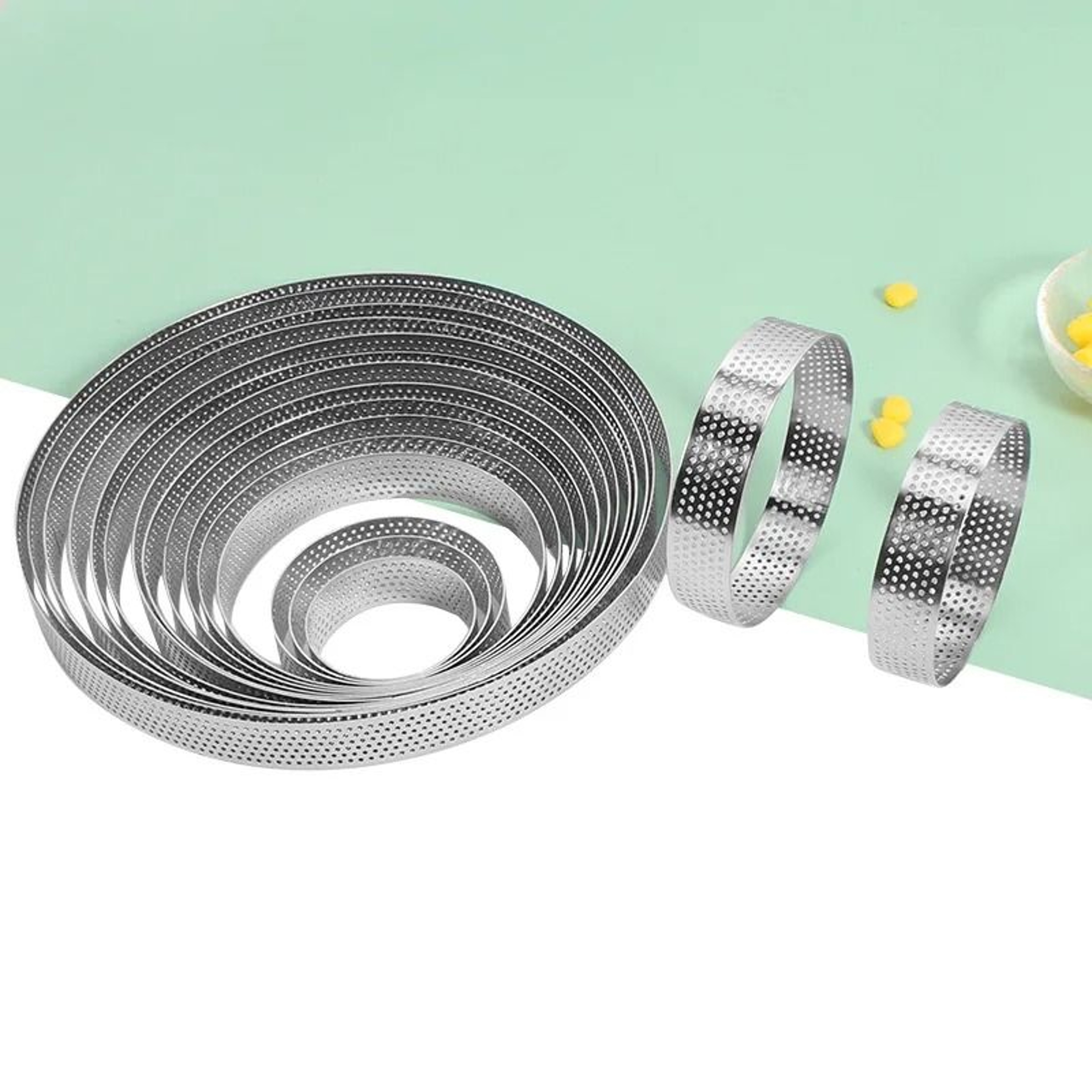 Stainless Steel Mousse Cake Mold Heat Resistant Perforated Round Tart Ring 1
