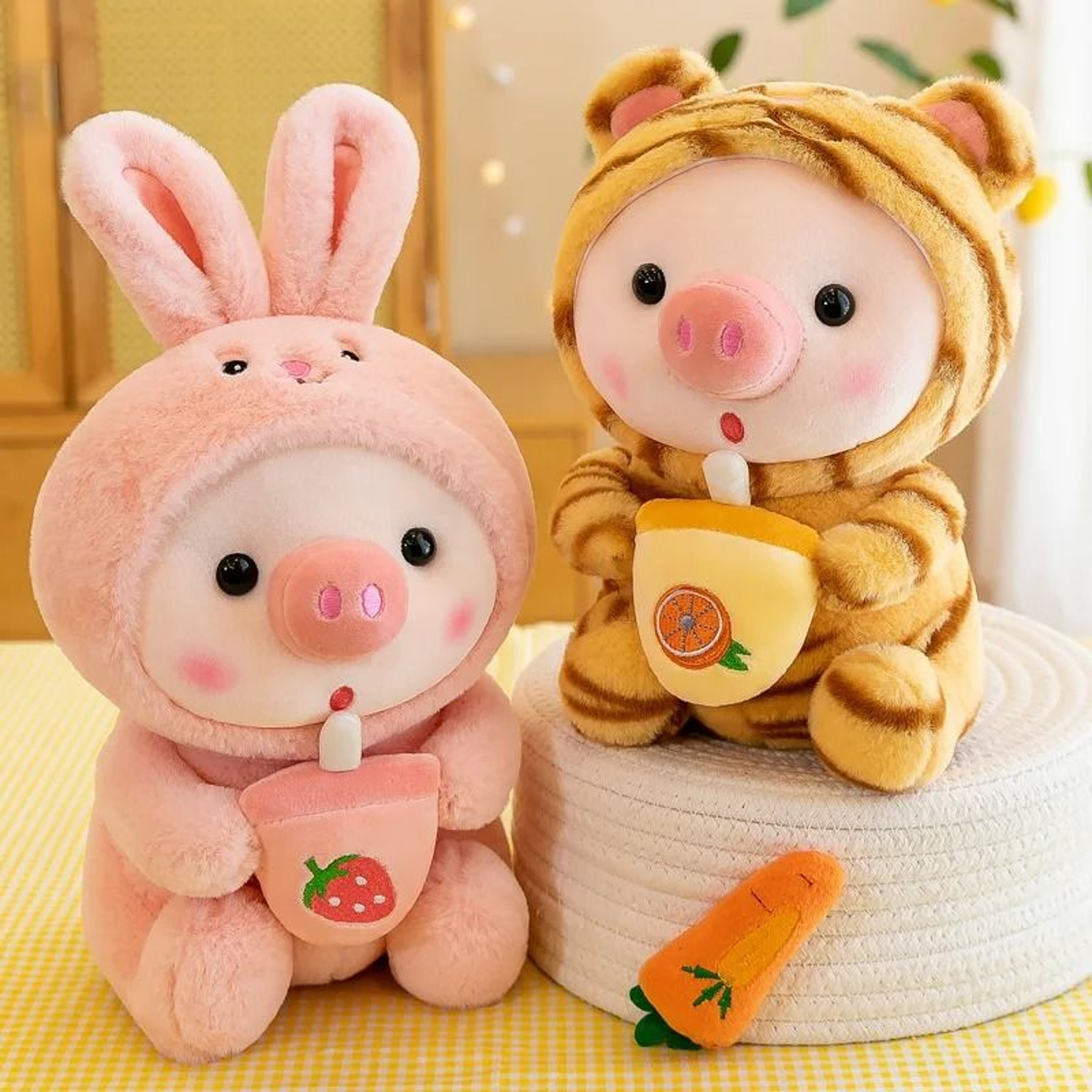 Cartoon Animal Transformation Milk Tea Pig Plush Toy 3