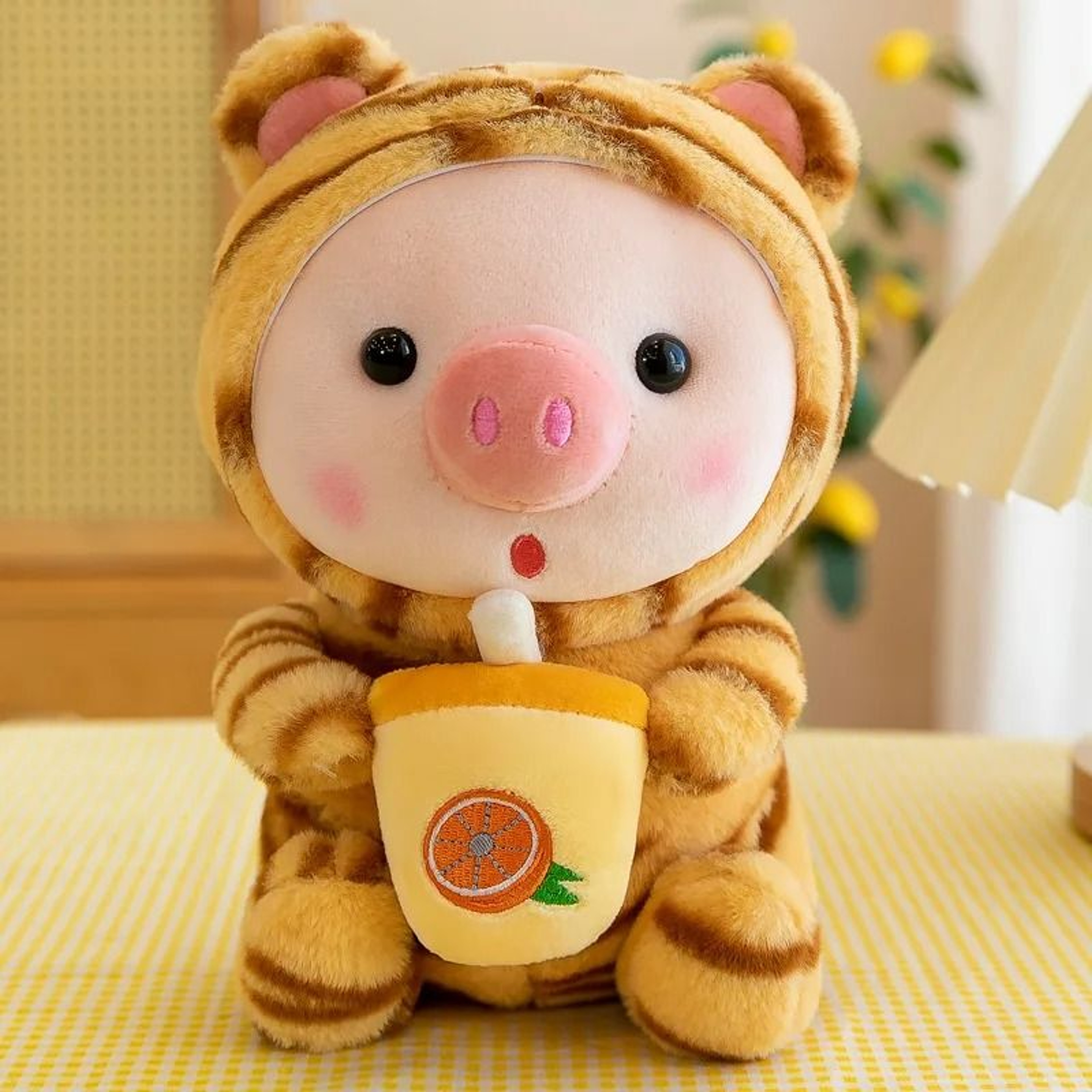 Cartoon Animal Transformation Milk Tea Pig Plush Toy 5