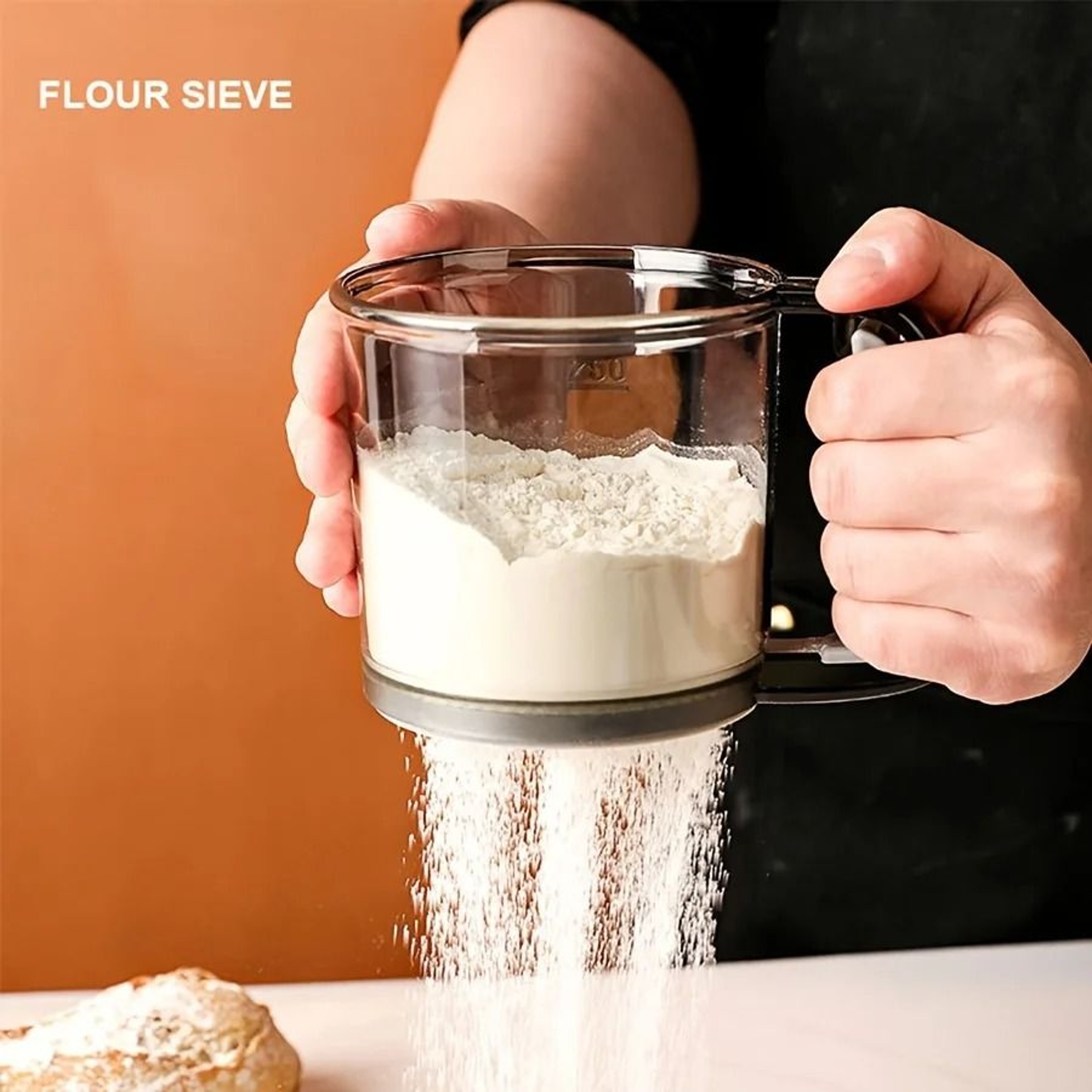 Semi Automatic Flour Sifter Hand Press Transparent Baking Tool 0