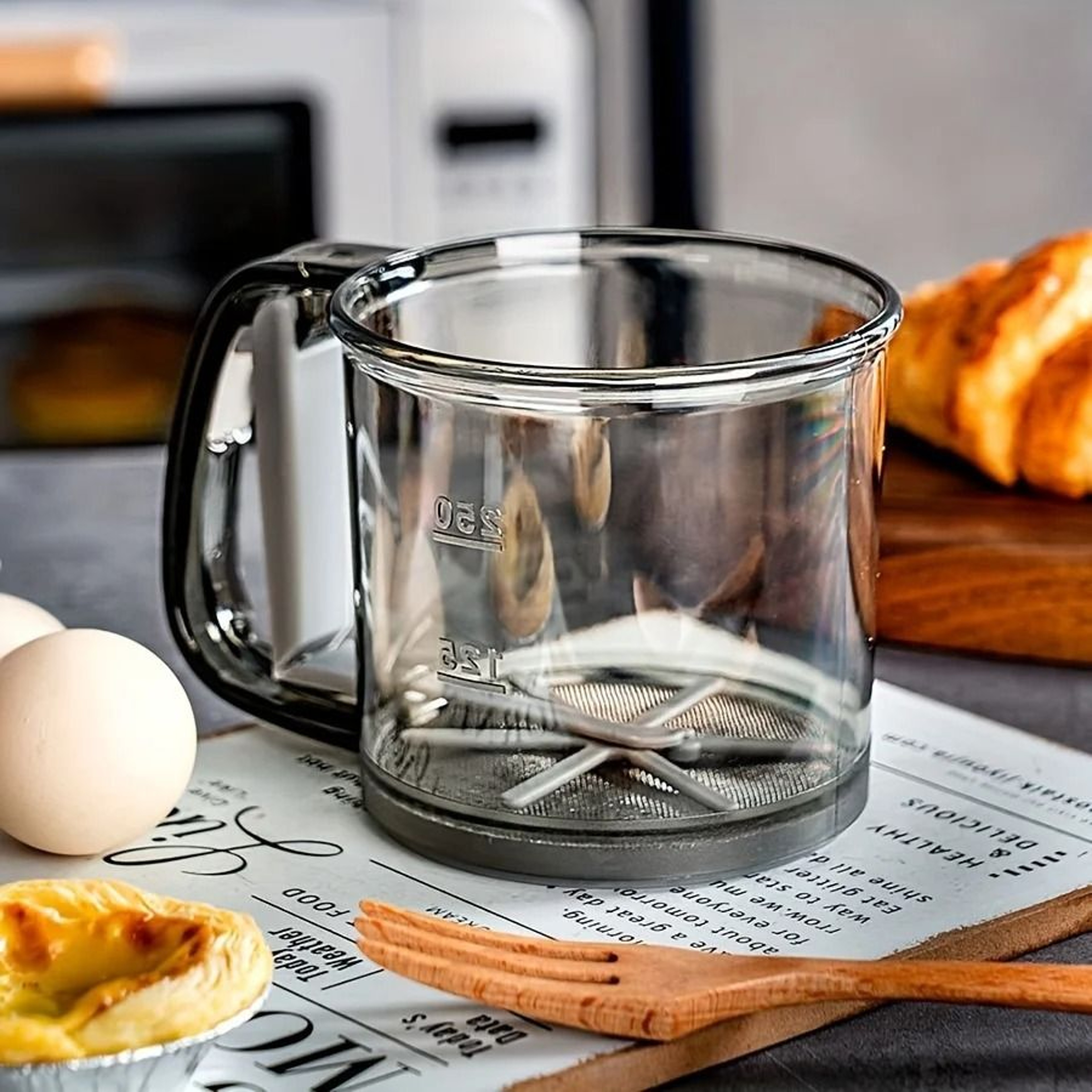 Semi Automatic Flour Sifter Hand Press Transparent Baking Tool 1