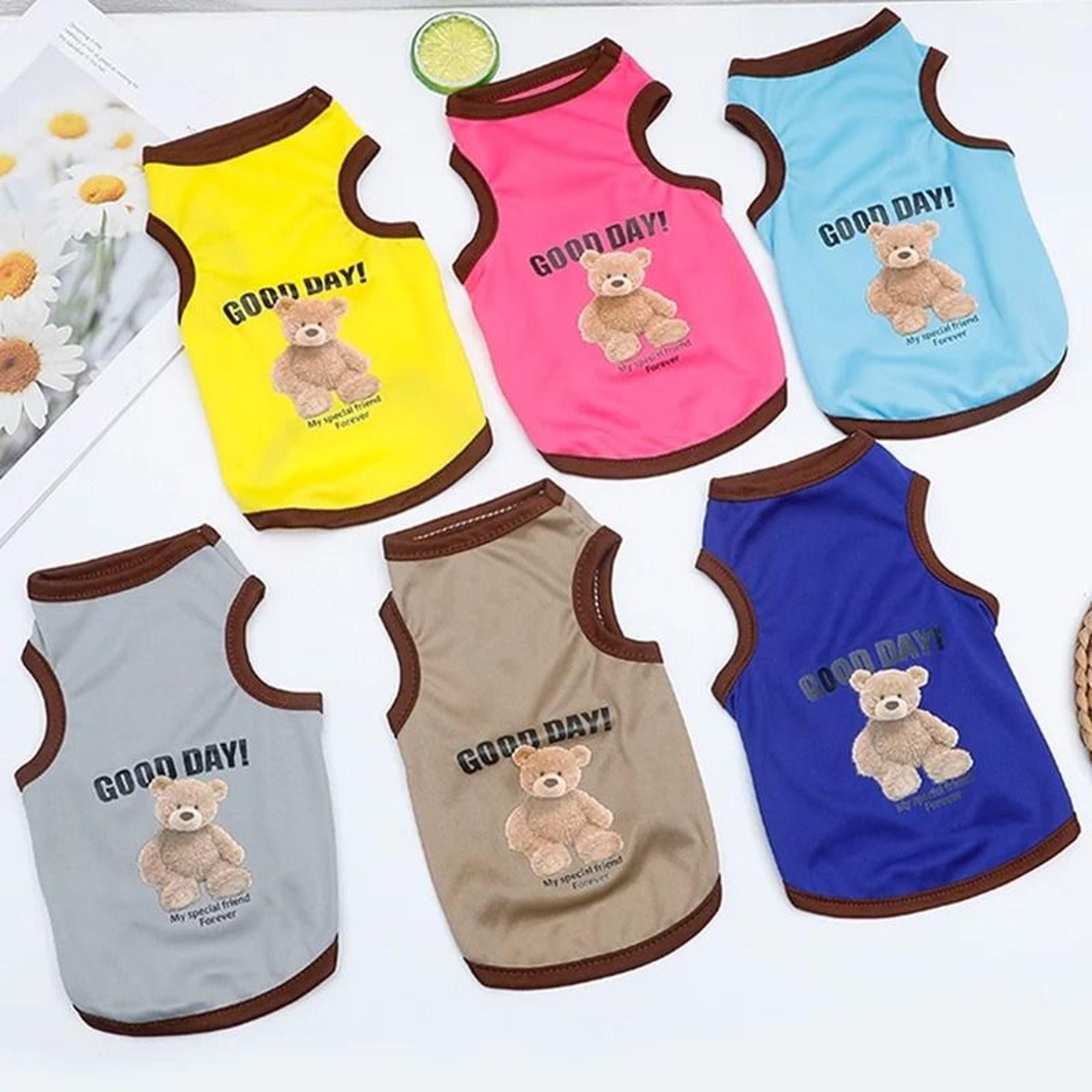 Cartoon Bear Dog Clothes Cute Cotton Pet Tshirt For Small And Medium Dogs 0