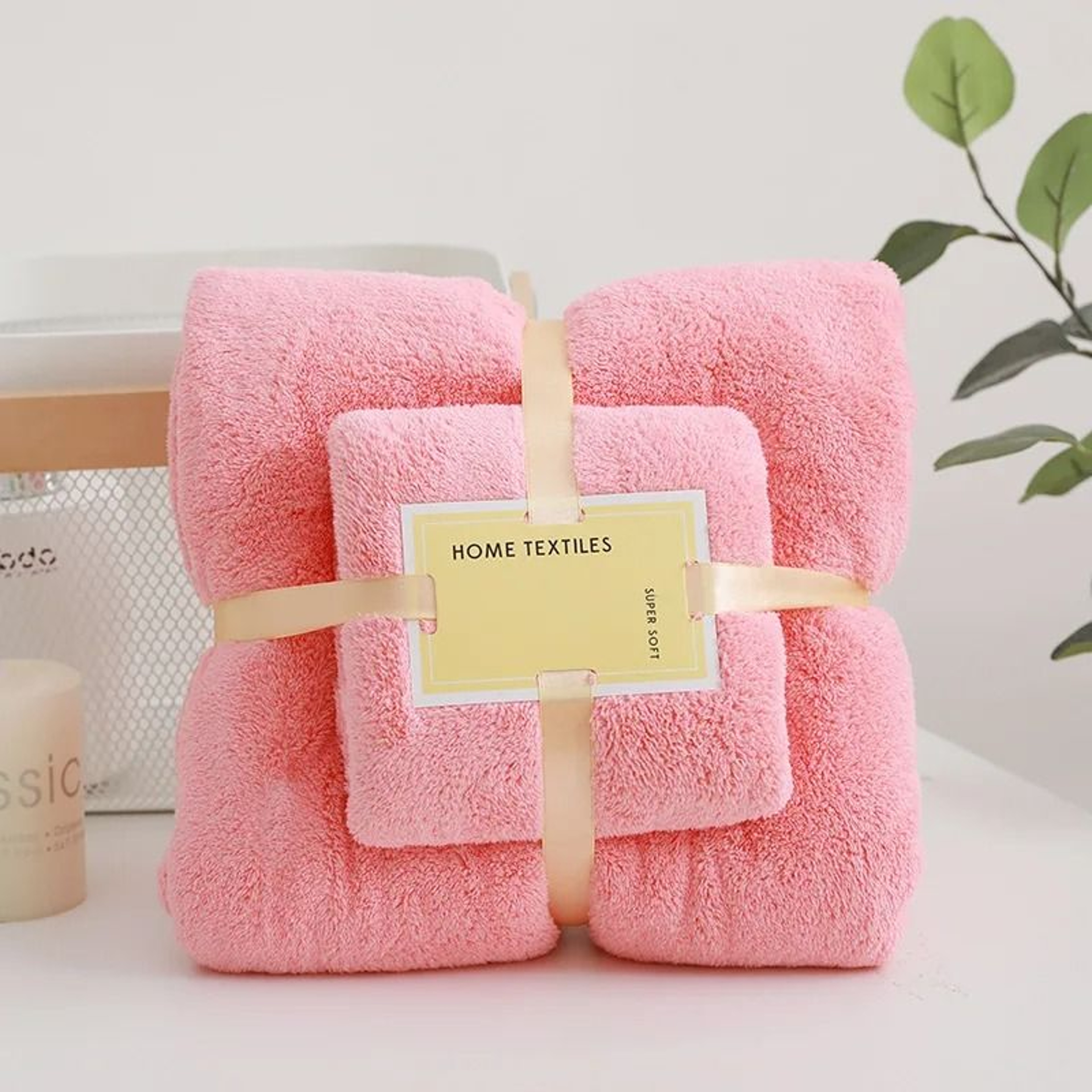 Coral Velvet Bath Towel Set 2 Pieces 70 X 140 Cm And 35 X 75 Cm 9